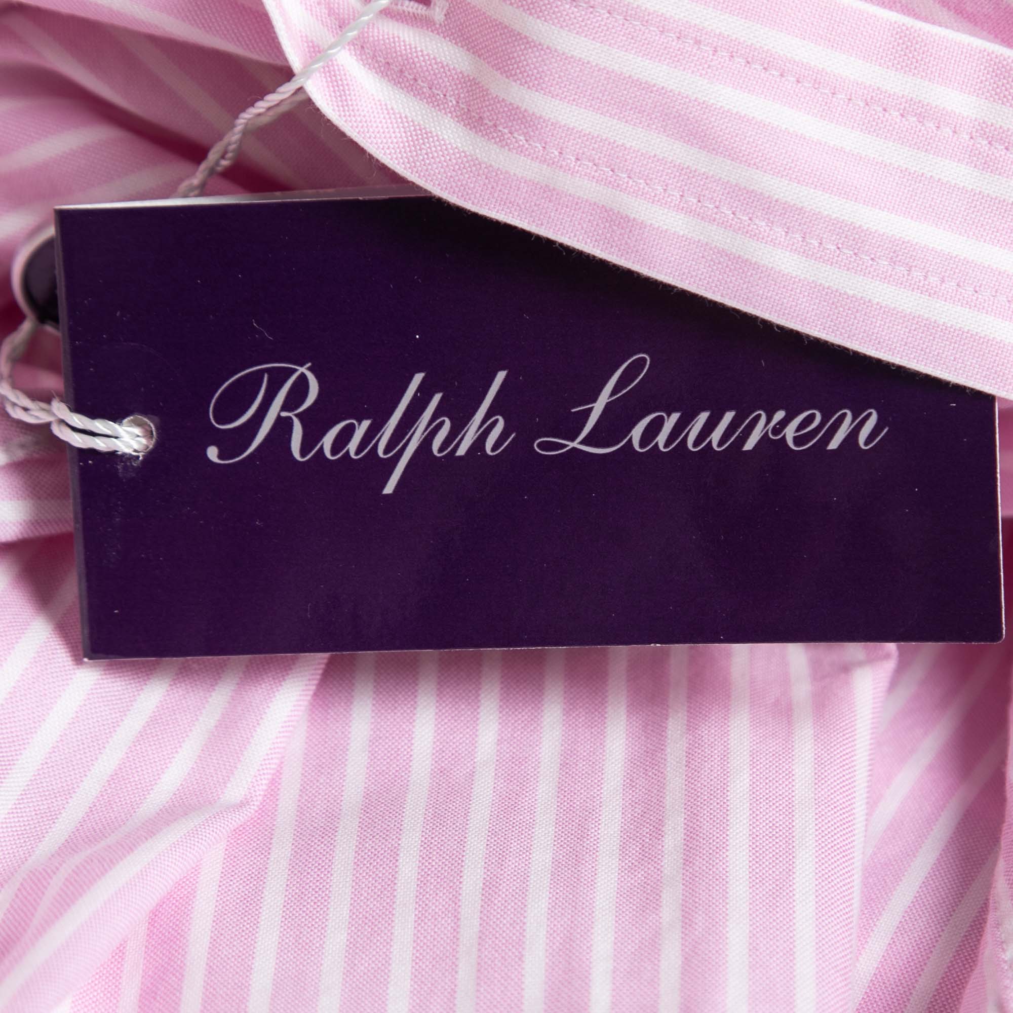 Ralph Lauren Purple Label Pink Striped Cotton Button Front Shirt S