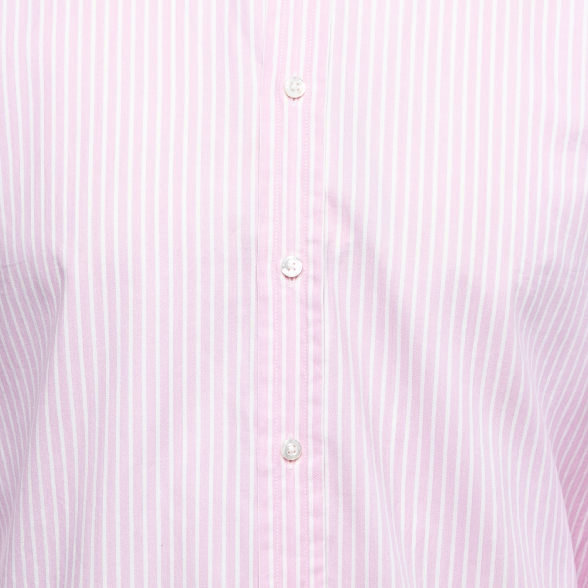 Ralph Lauren Purple Label Pink Striped Cotton Button Front Shirt S