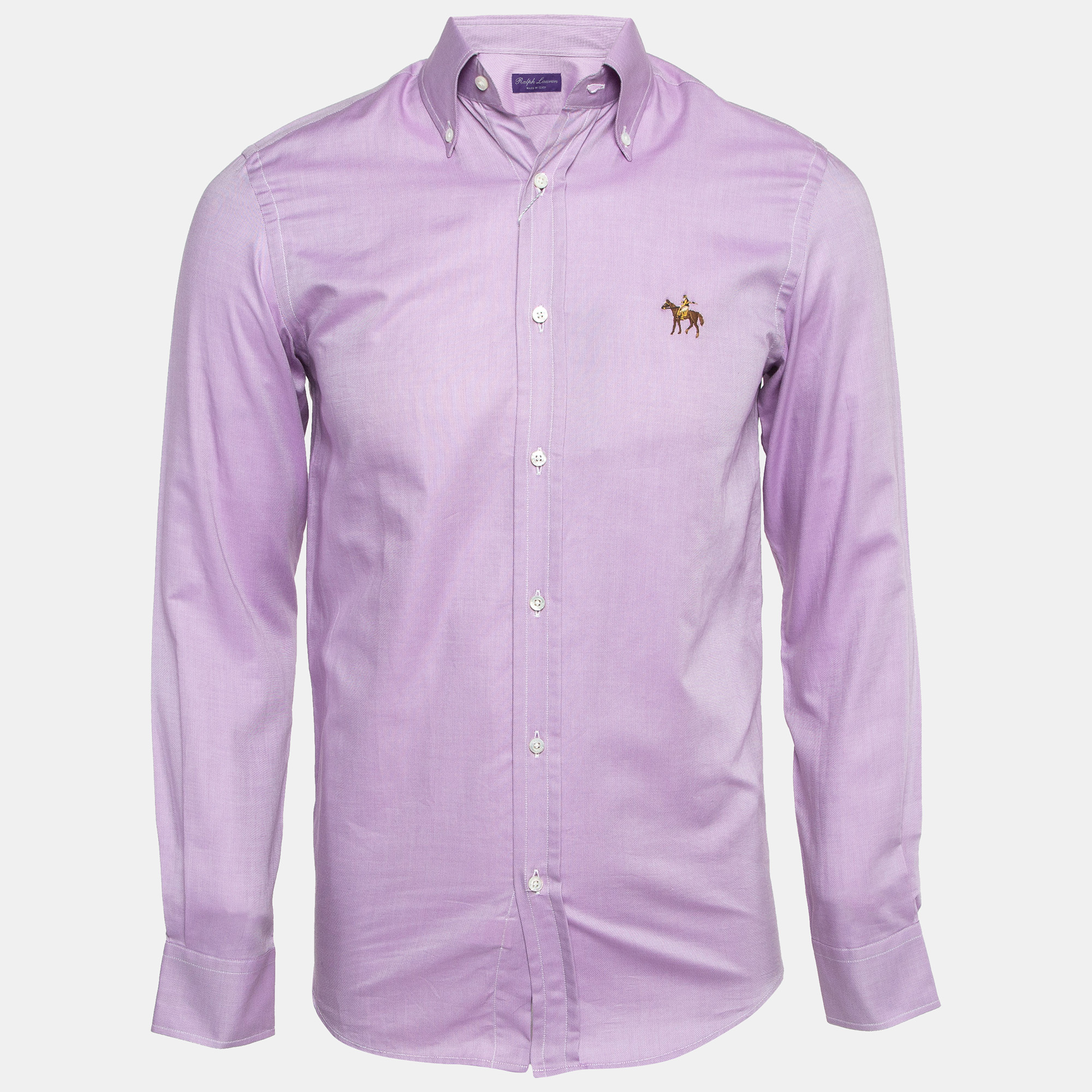 Ralph lauren purple label lavender embroidered oxford cotton shirt xs