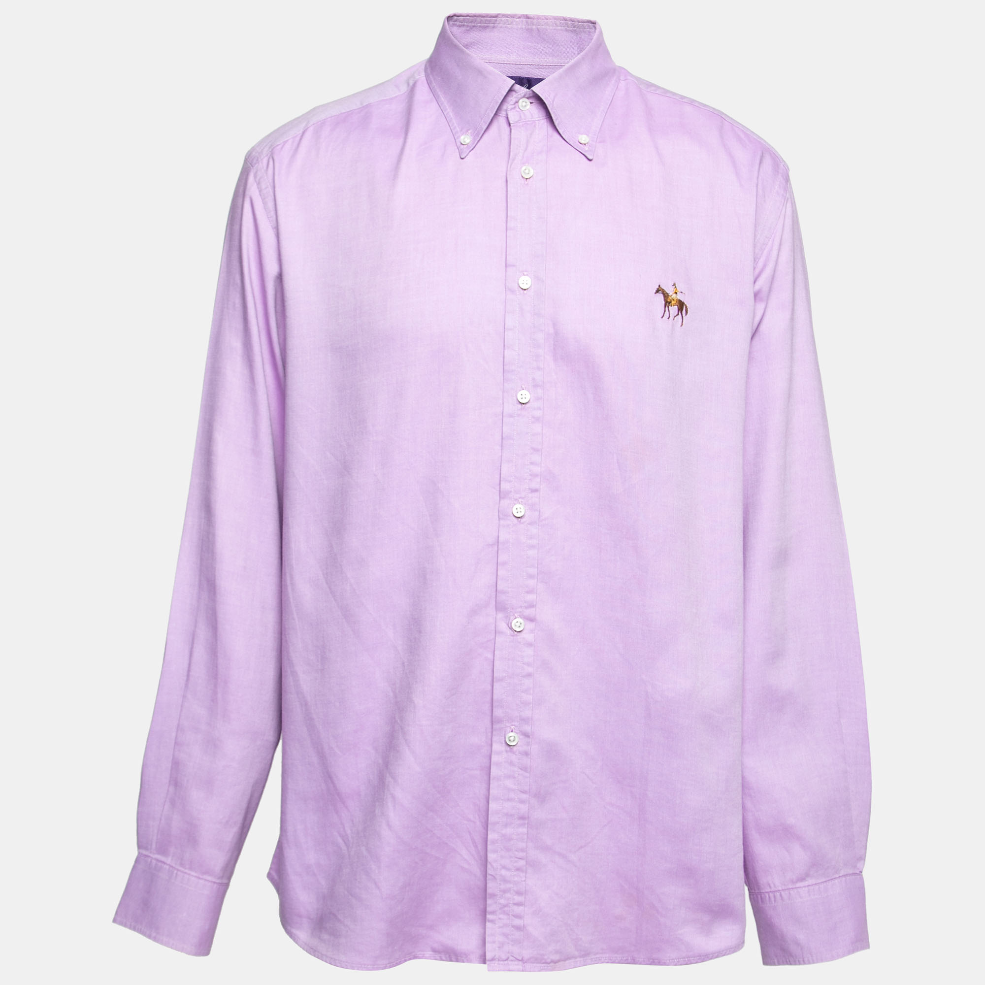 Ralph Lauren Lavender Cotton Logo Embroidered Button Down Shirt S