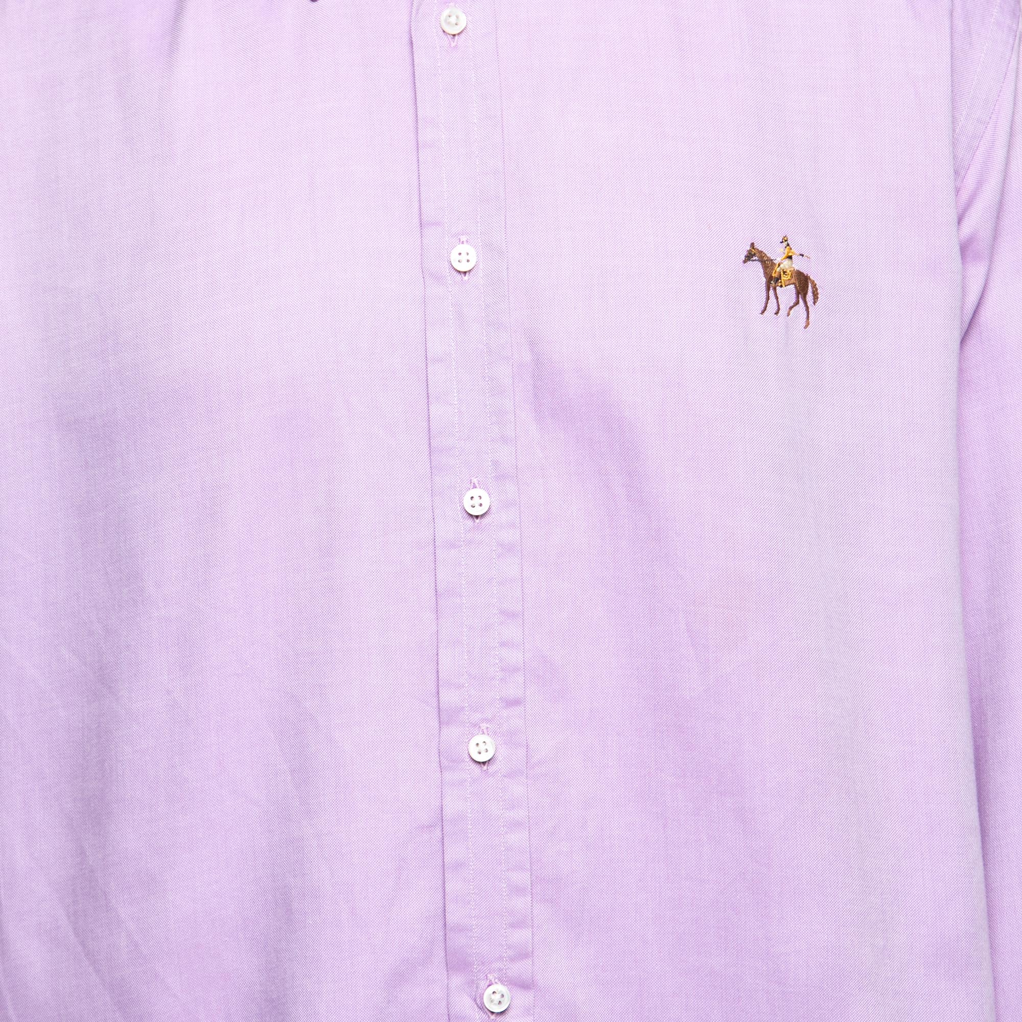 Ralph Lauren Lavender Cotton Logo Embroidered Button Down Shirt S