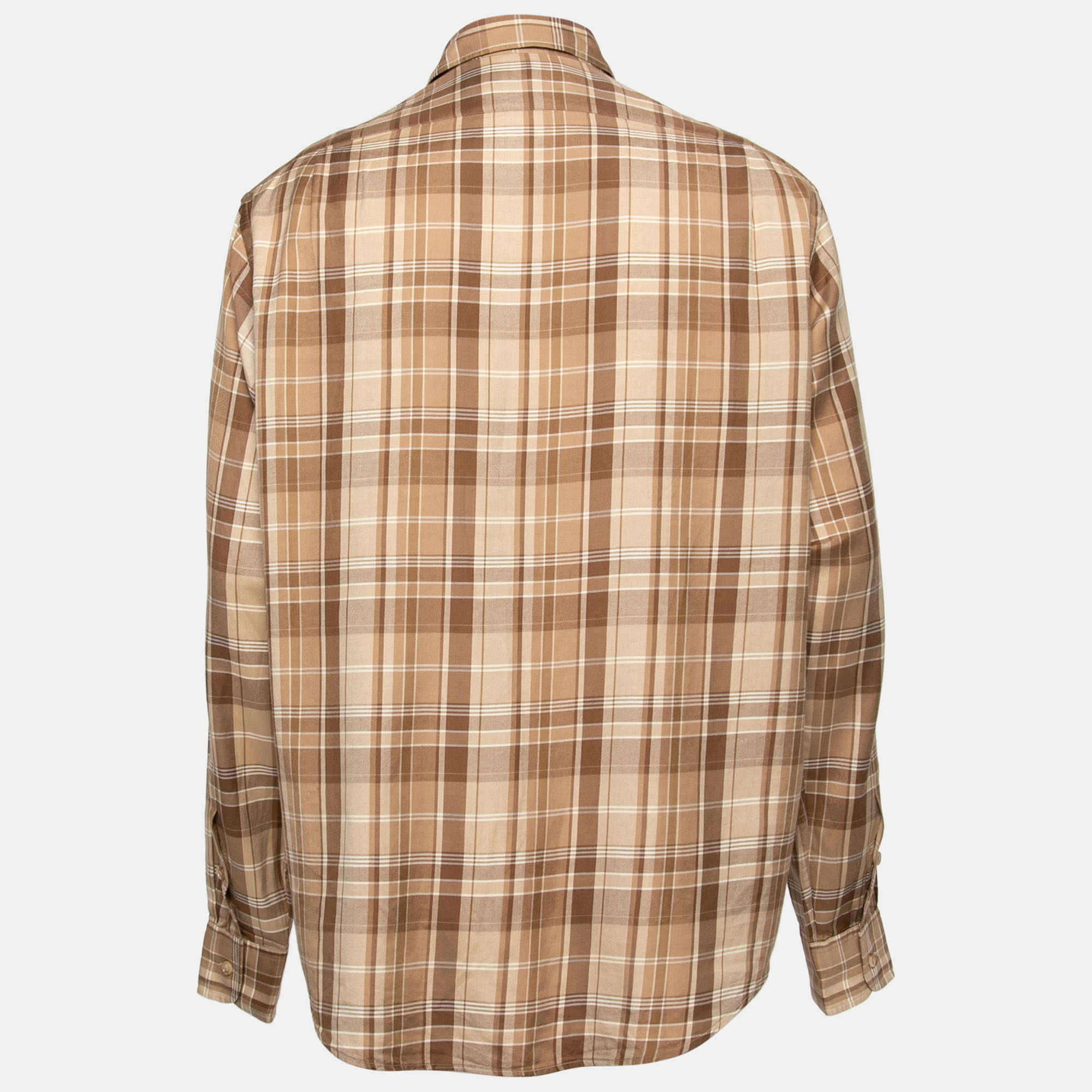 Ralph Lauren Brown Checkered Cotton Button Front Shirt M