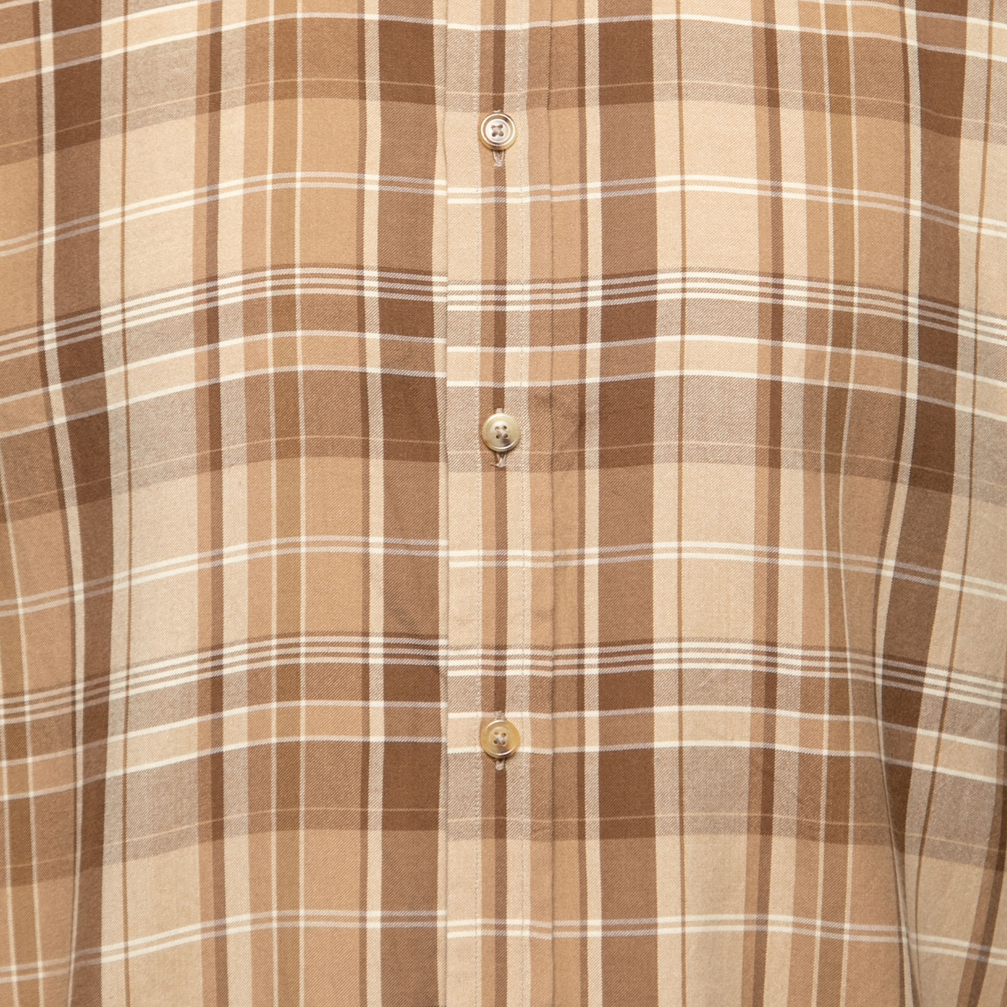 Ralph Lauren Brown Checkered Cotton Button Front Shirt M
