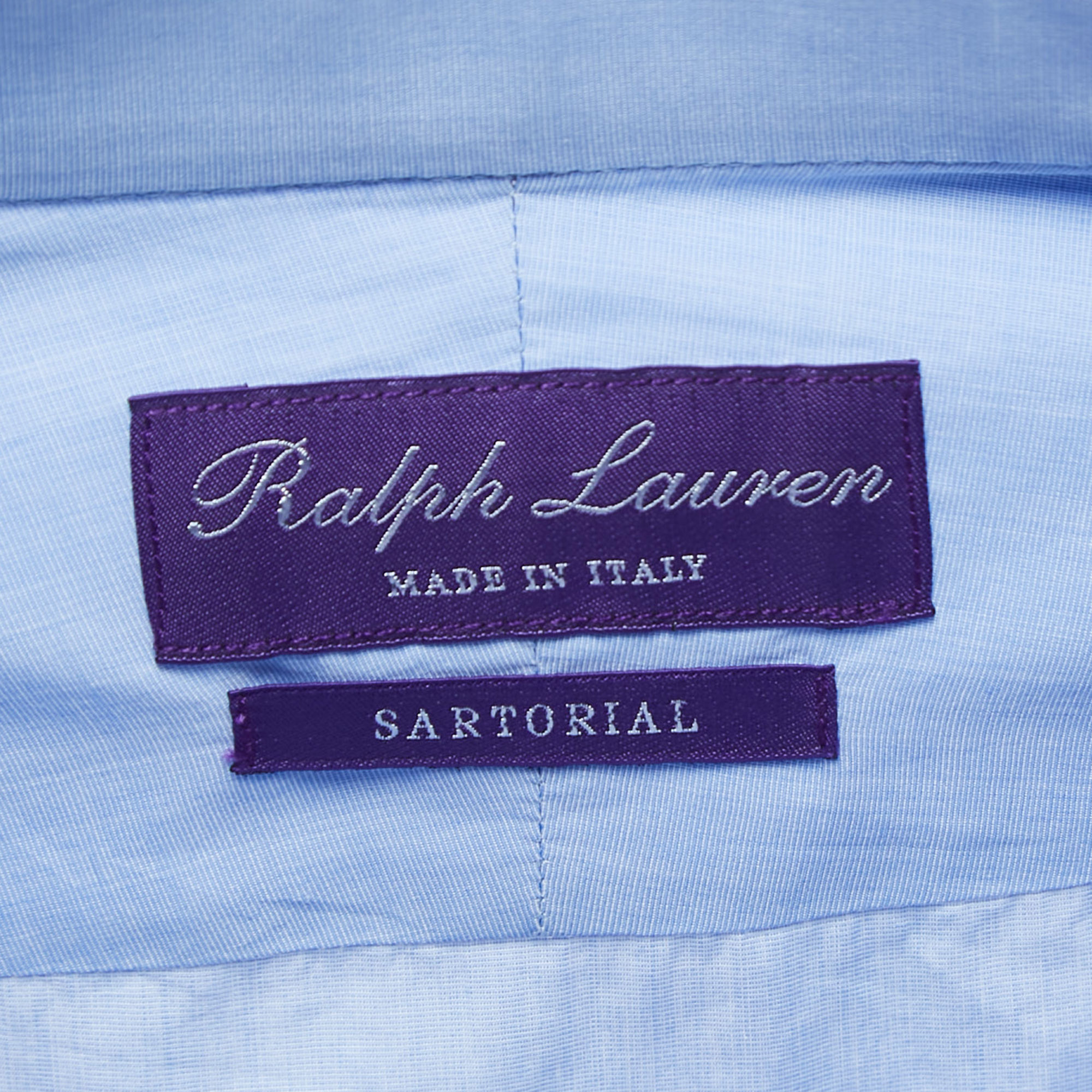 Ralph Lauren Purple Label Blue Cotton Button Front Sartorial Shirt 2XL
