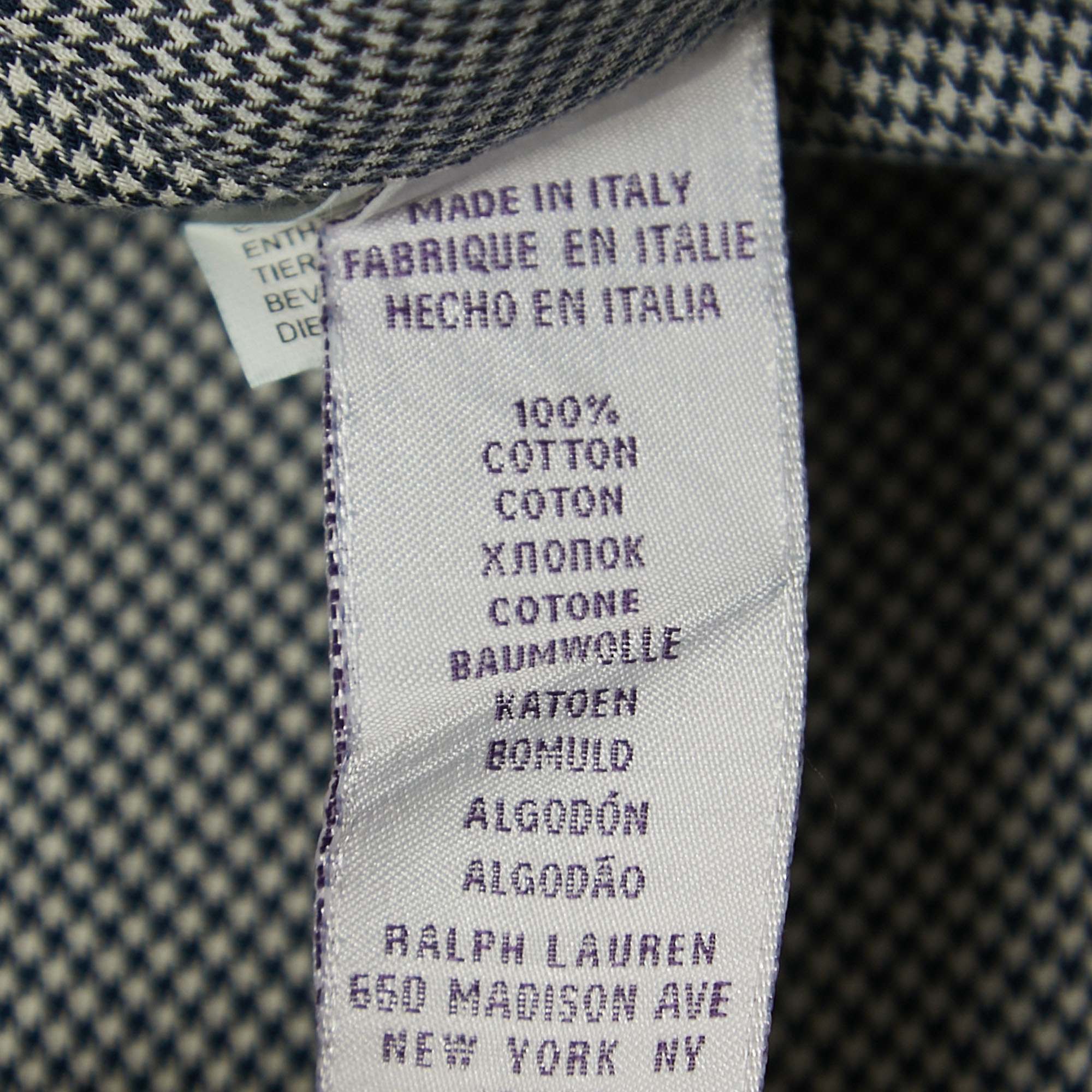 Ralph Lauren Black Print Cotton Button Front Full Sleeve Shirt L