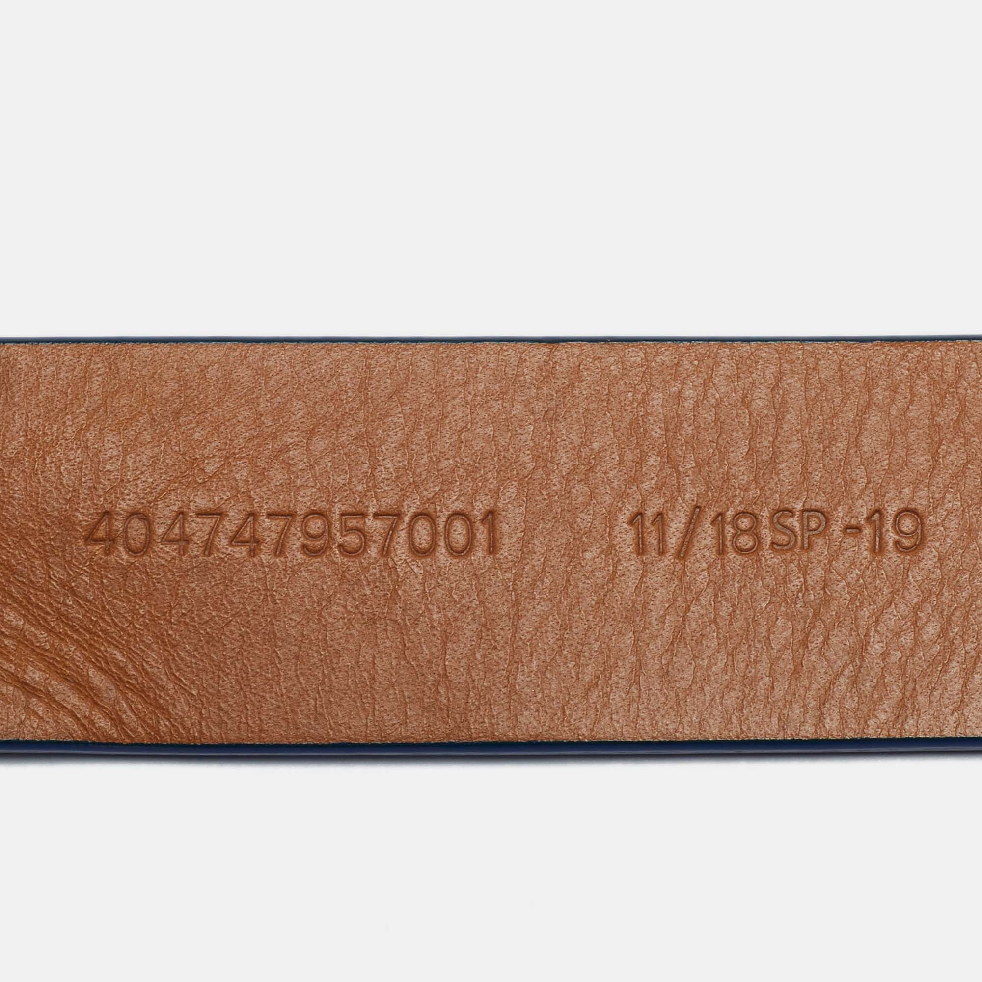 Ralph Lauren Blue Leather Logo Belt 95CM
