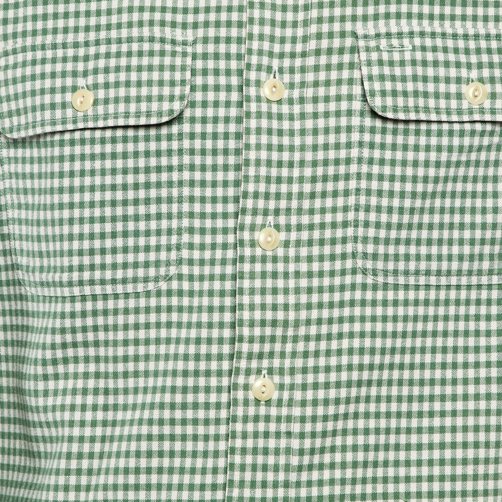 Ralph Lauren Rugby Vintage Green Gingham Check Cotton Shirt M