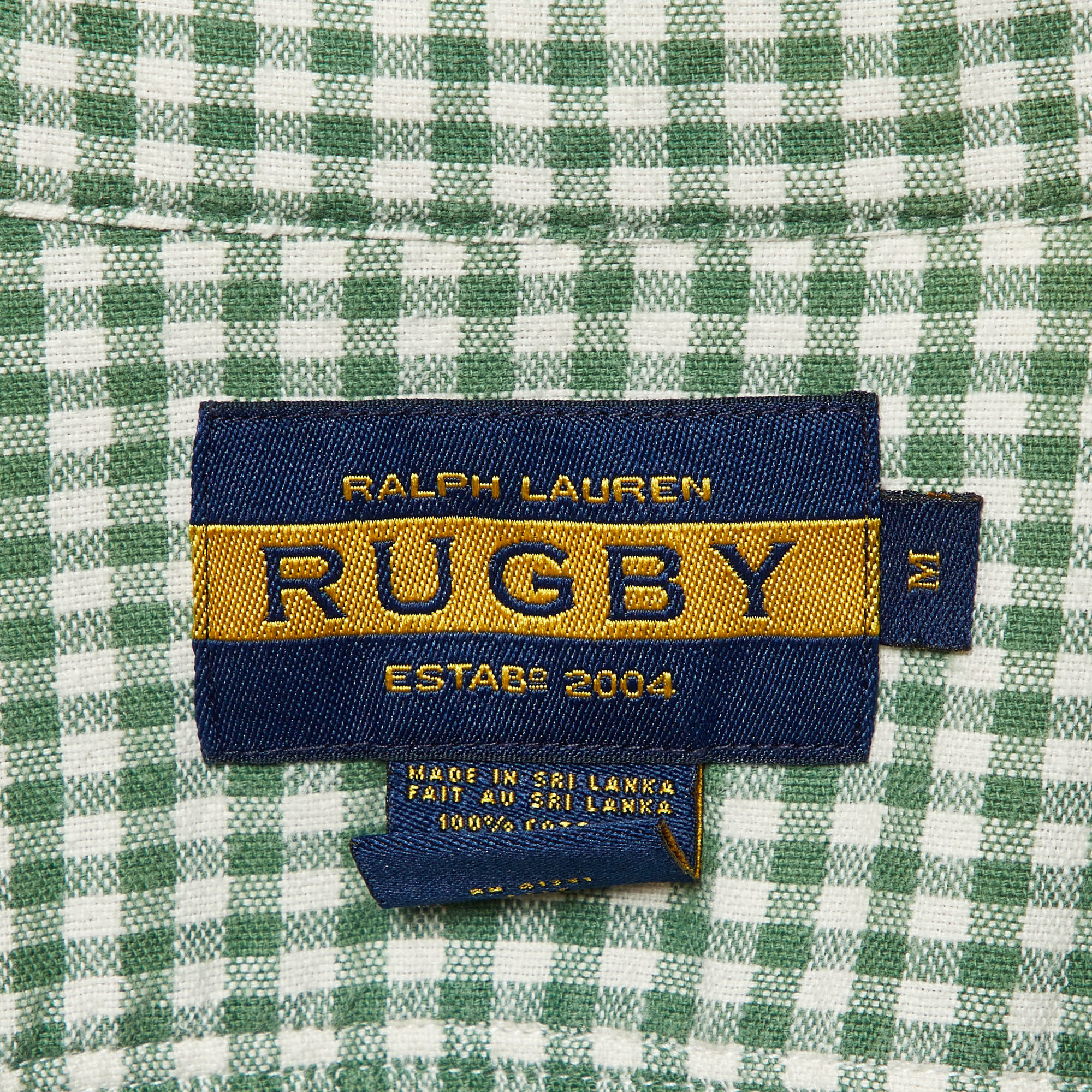 Ralph Lauren Rugby Vintage Green Gingham Check Cotton Shirt M