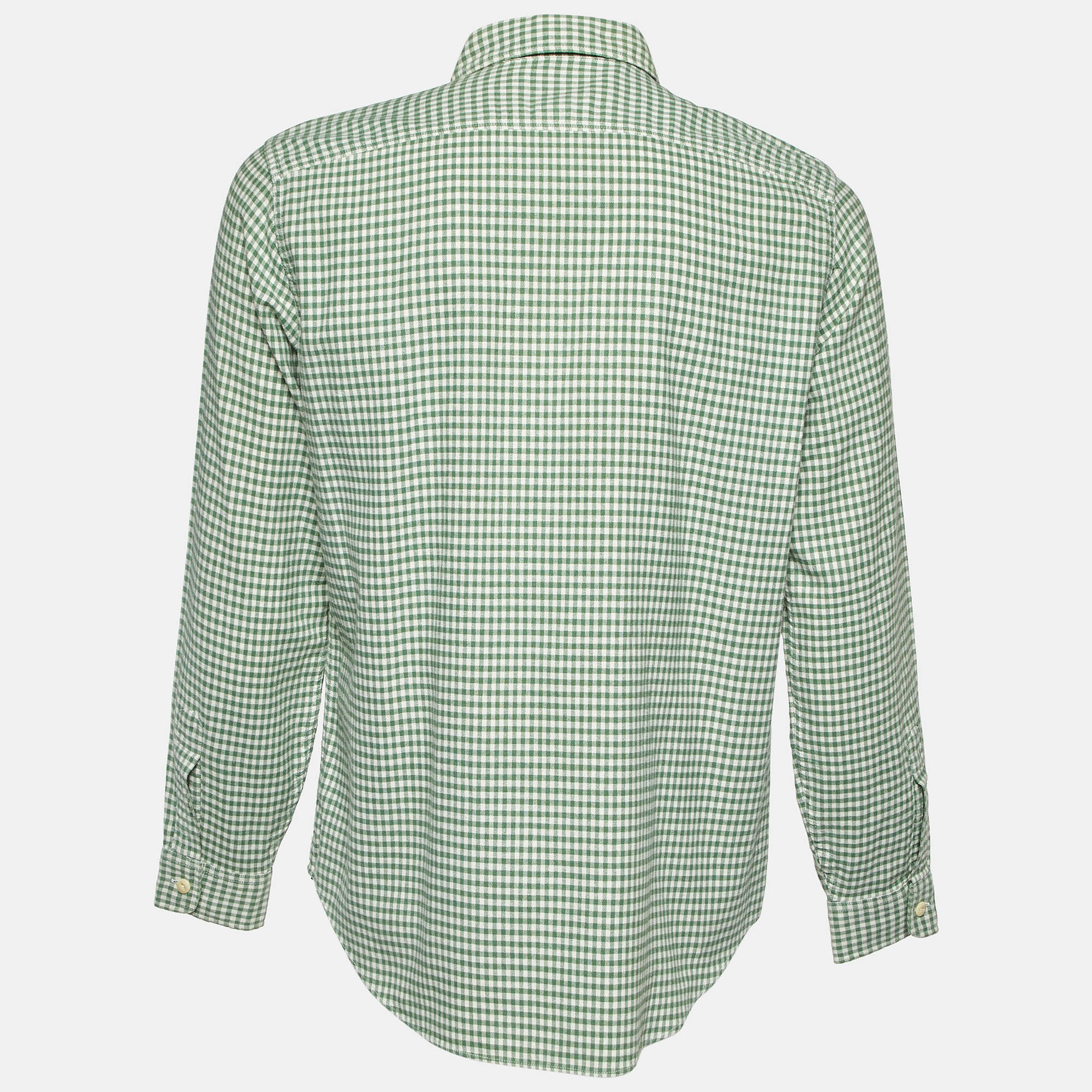 Ralph Lauren Rugby Vintage Green Gingham Check Cotton Shirt M