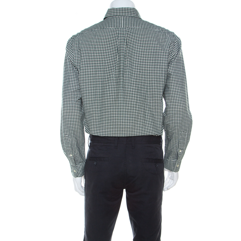 Ralph Lauren Green & White Checkered Cotton Classic Fit Shirt M