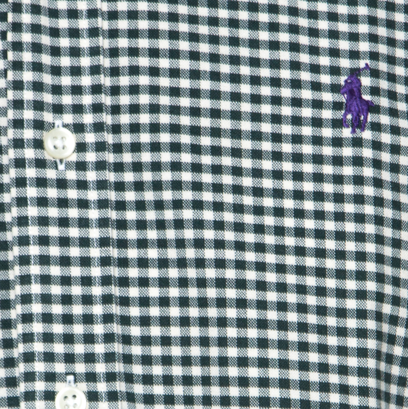 Ralph Lauren Green & White Checkered Cotton Classic Fit Shirt M