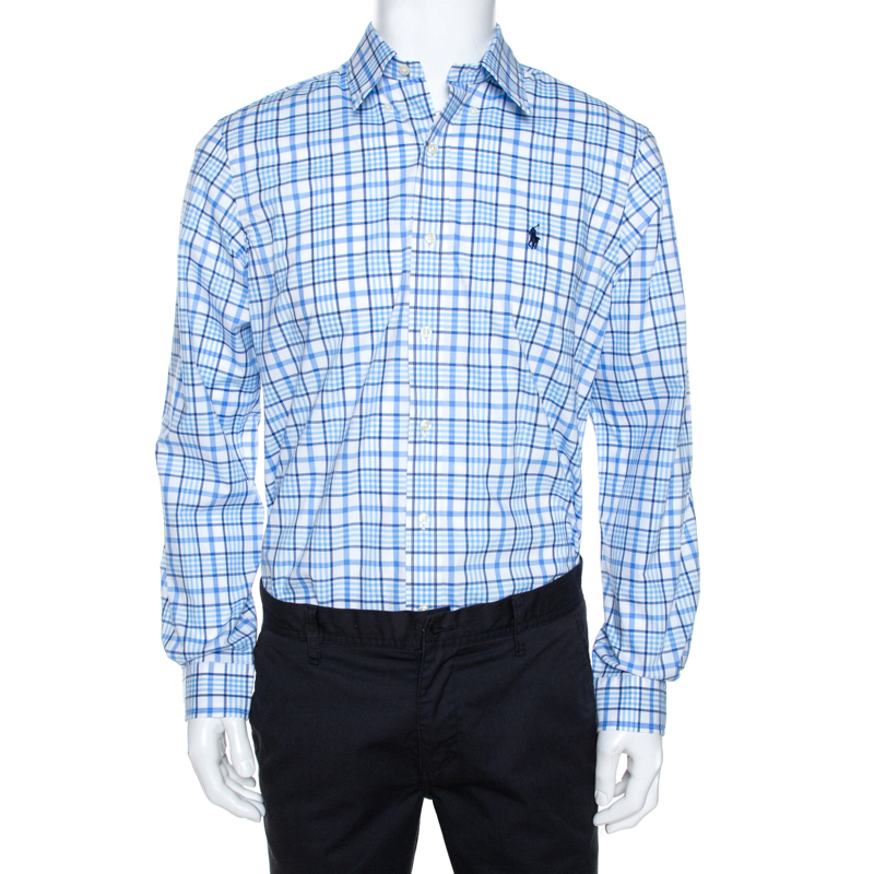 Image of Ralph Lauren Bicolor Checked Cotton Button Down Shirt M