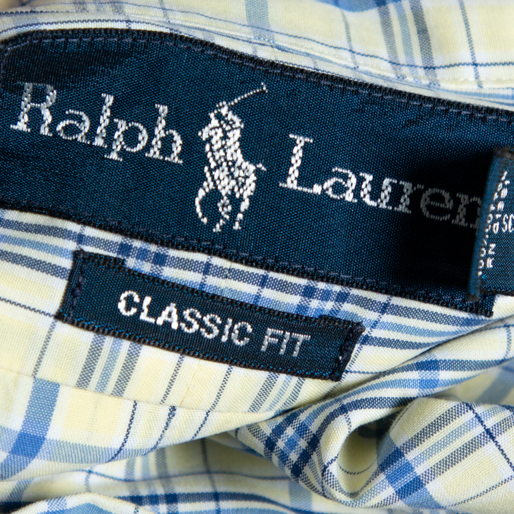 Ralph Lauren Pale Yellow Checked Cotton Button Down Shirt 3XL