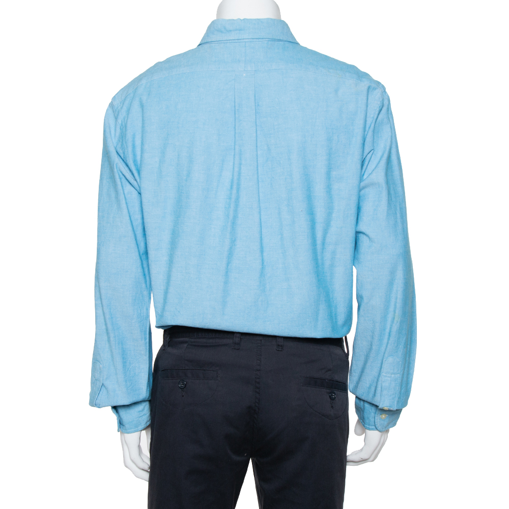 Ralph Lauren Blue Cotton Button Front Slim Fit Oxford Shirt XL