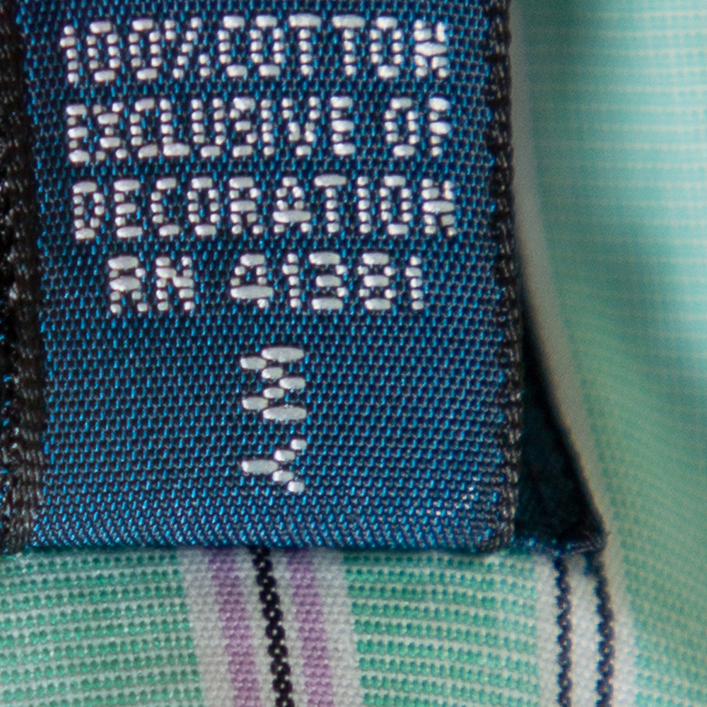 Ralph Lauren Green Striped Cotton Button Front Custom Fit Shirt M