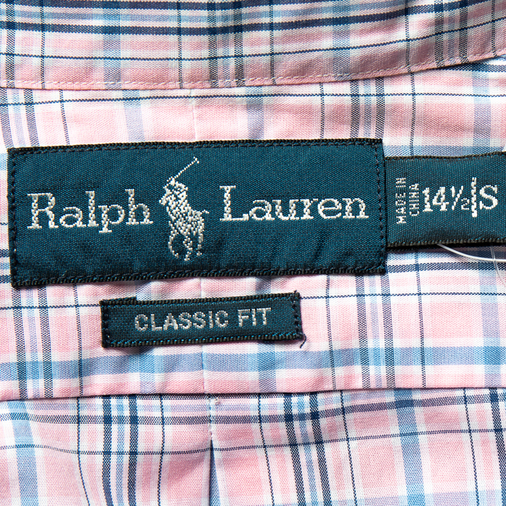 Ralph Lauren Pink Checked Cotton Long Sleeve Classic Fit Shirt S