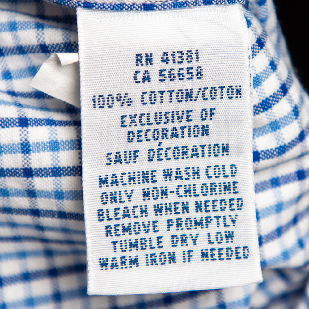 Ralph Lauren Blue Checkered Cotton Button Front Short Sleeve Shirt XL