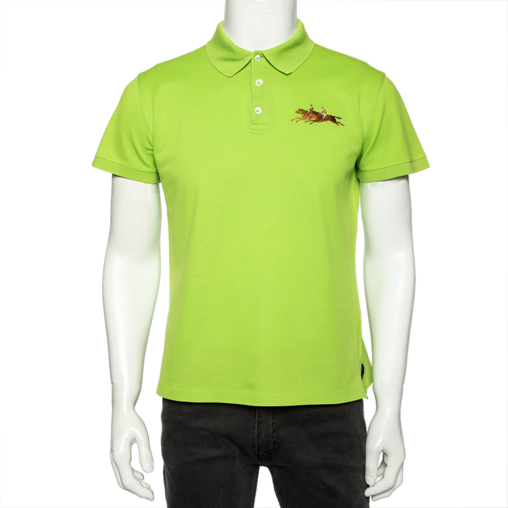 Ralph Lauren Green Cotton Pique Tailored Fit Polo T-Shirt M