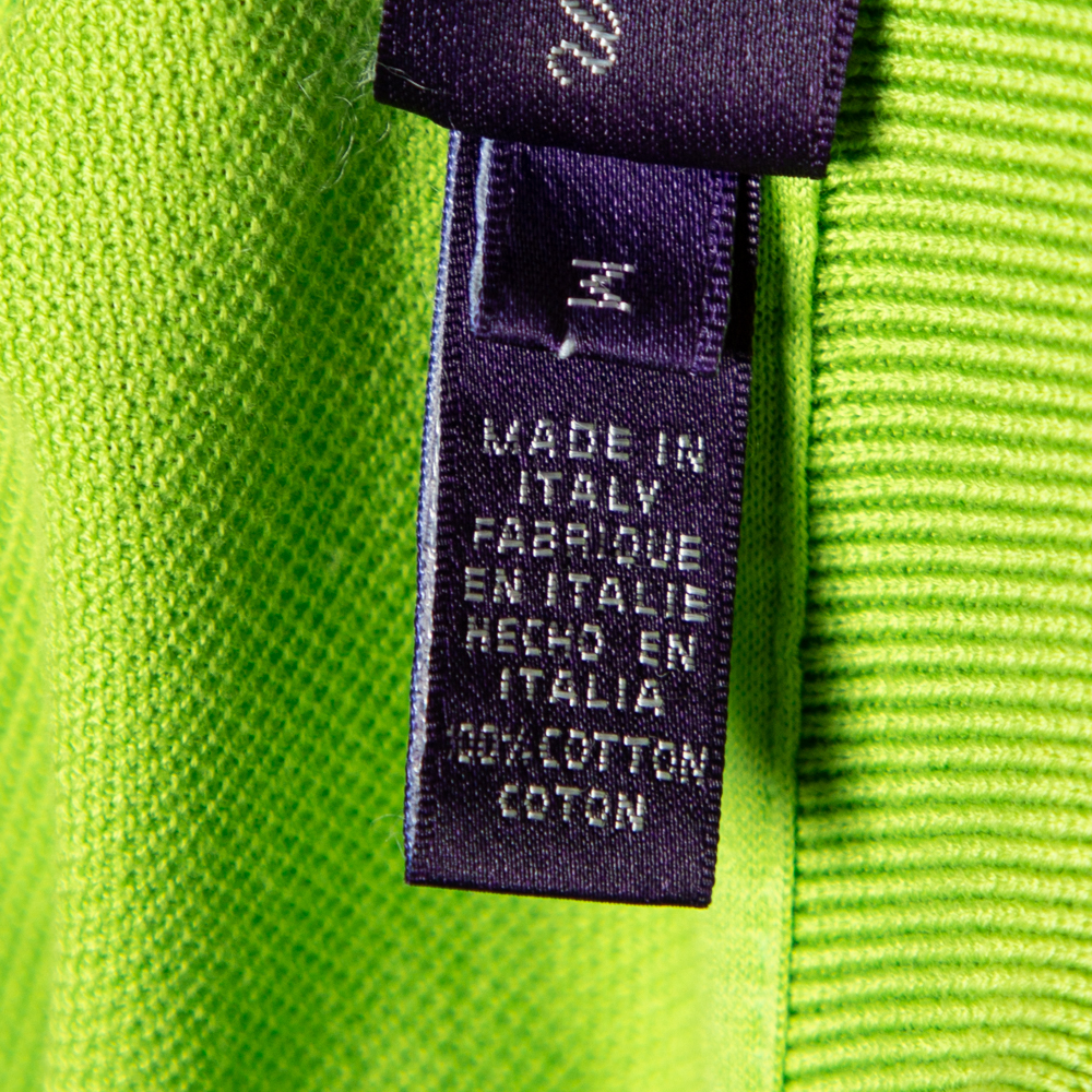 Ralph Lauren Green Cotton Pique Tailored Fit Polo T-Shirt M