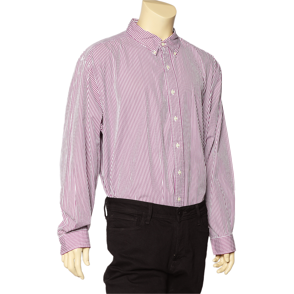 Ralph Lauren Purple Striped Cotton Button Front Shirt 3XB