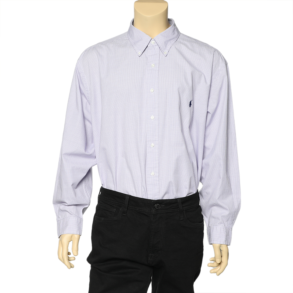 Ralph Lauren Purple Checkered Cotton Button Front Shirt 3XB