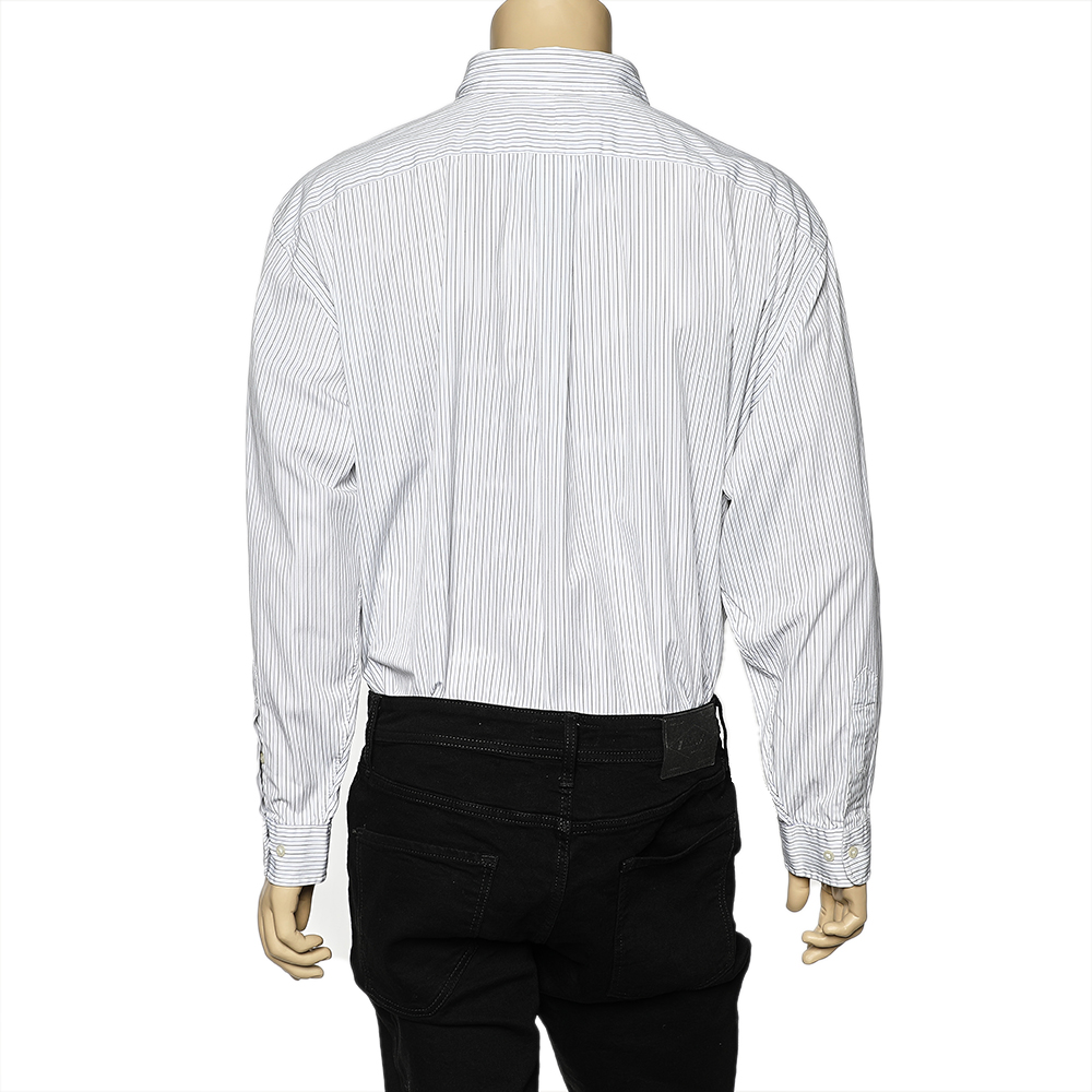 Ralph Lauren White Striped Cotton Button Front Shirt 3XB