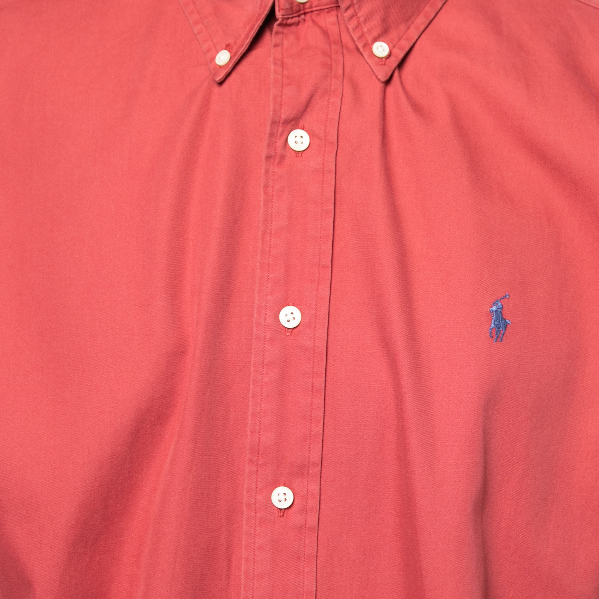 Ralph Lauren Red Cotton Button Front Classic Fit Shirt XL