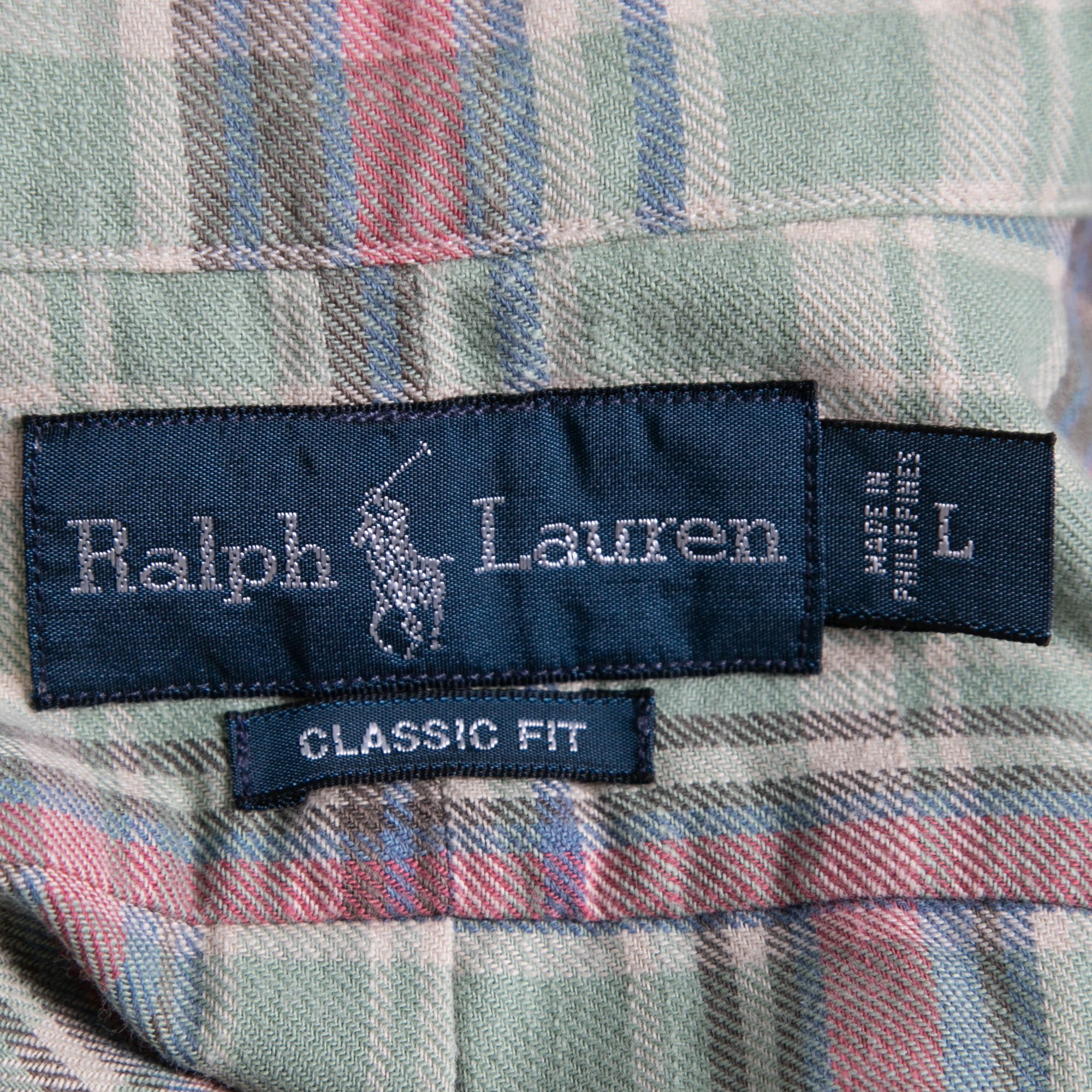 Ralph Lauren Green Checked Cotton Button Front Classic Fit Shirt L