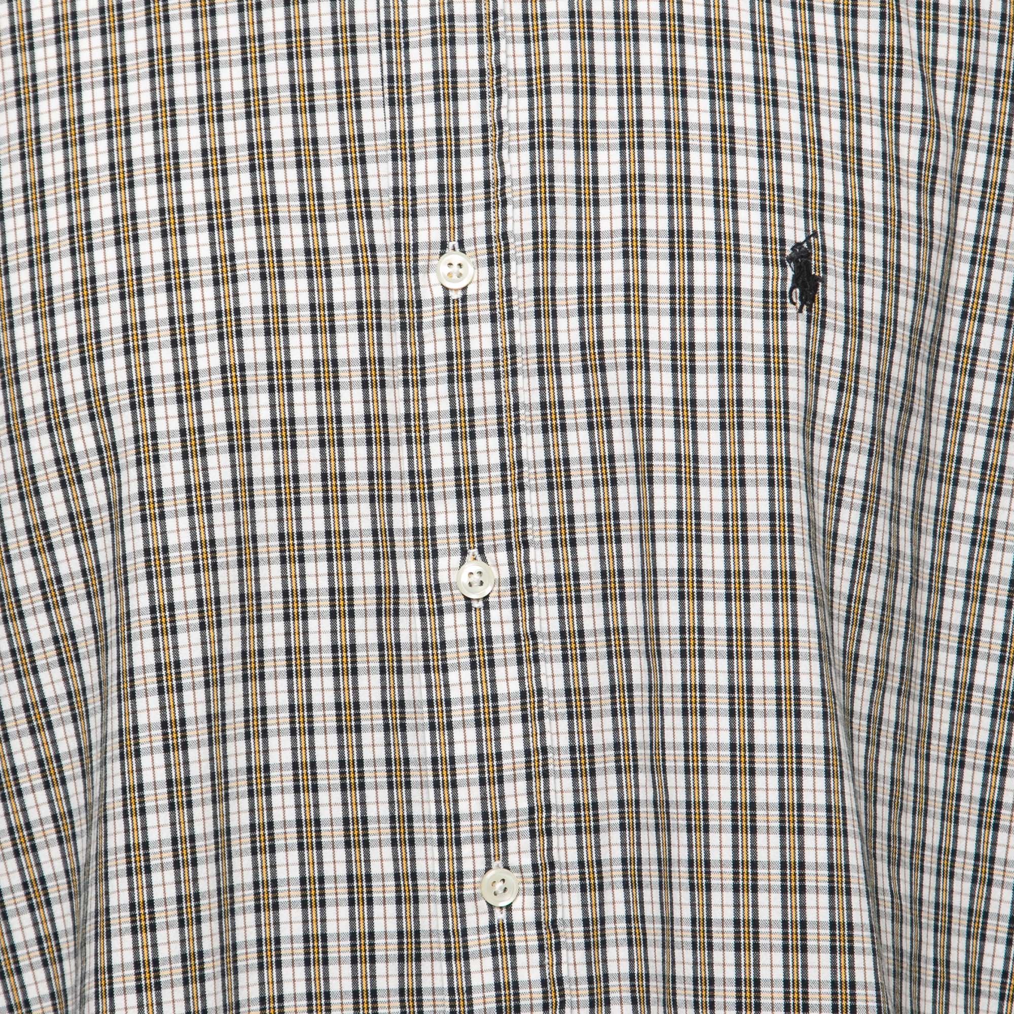 Ralph Lauren White/Yellow Checked Cotton Button Down Blake Shirt XL