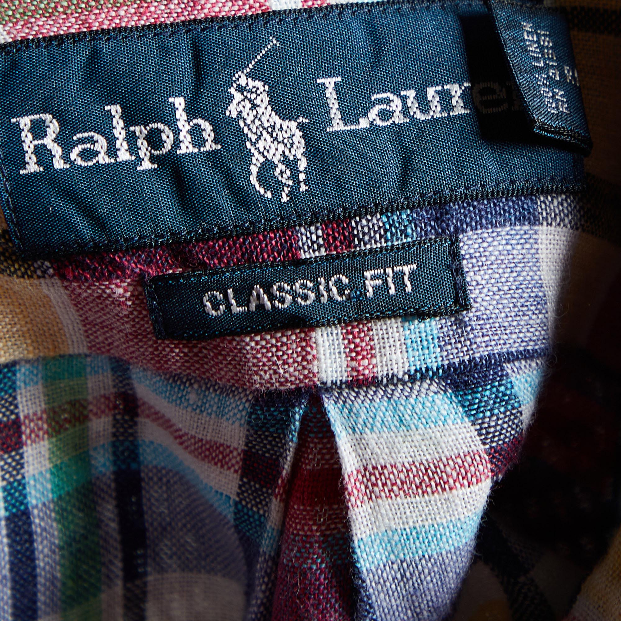 Ralph Lauren Red Checkered Linen Classic Fit Shirt M