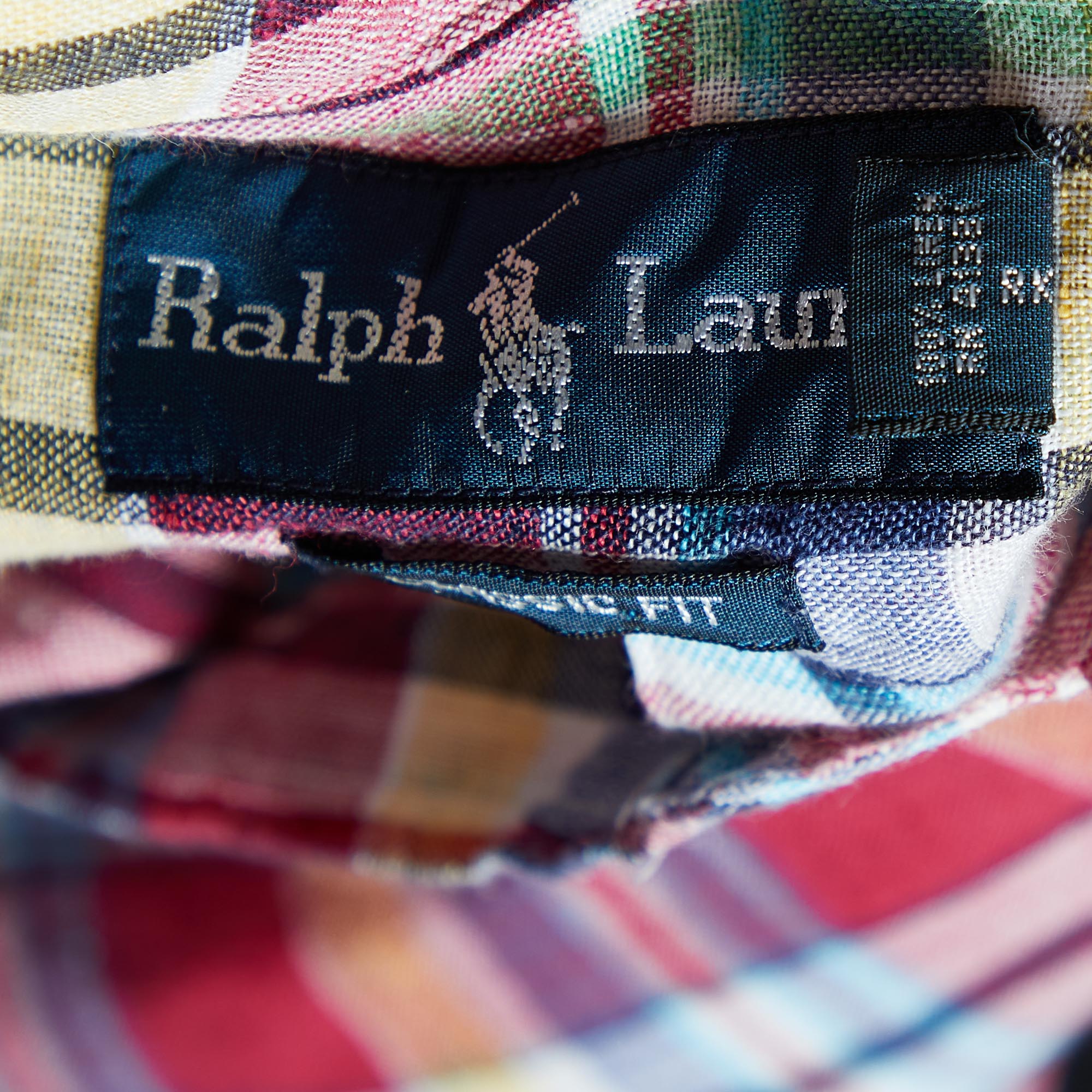 Ralph Lauren Red Checkered Linen Classic Fit Shirt M