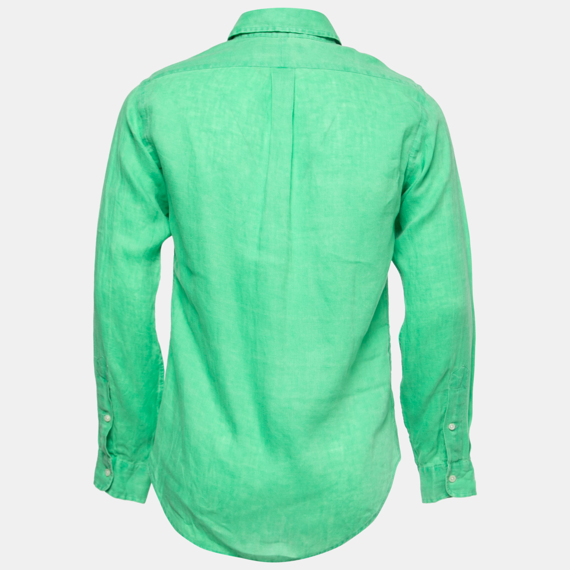 

Ralph Lauren Green Ocean Washed Linen Slim Fit Full Sleeve Shirt