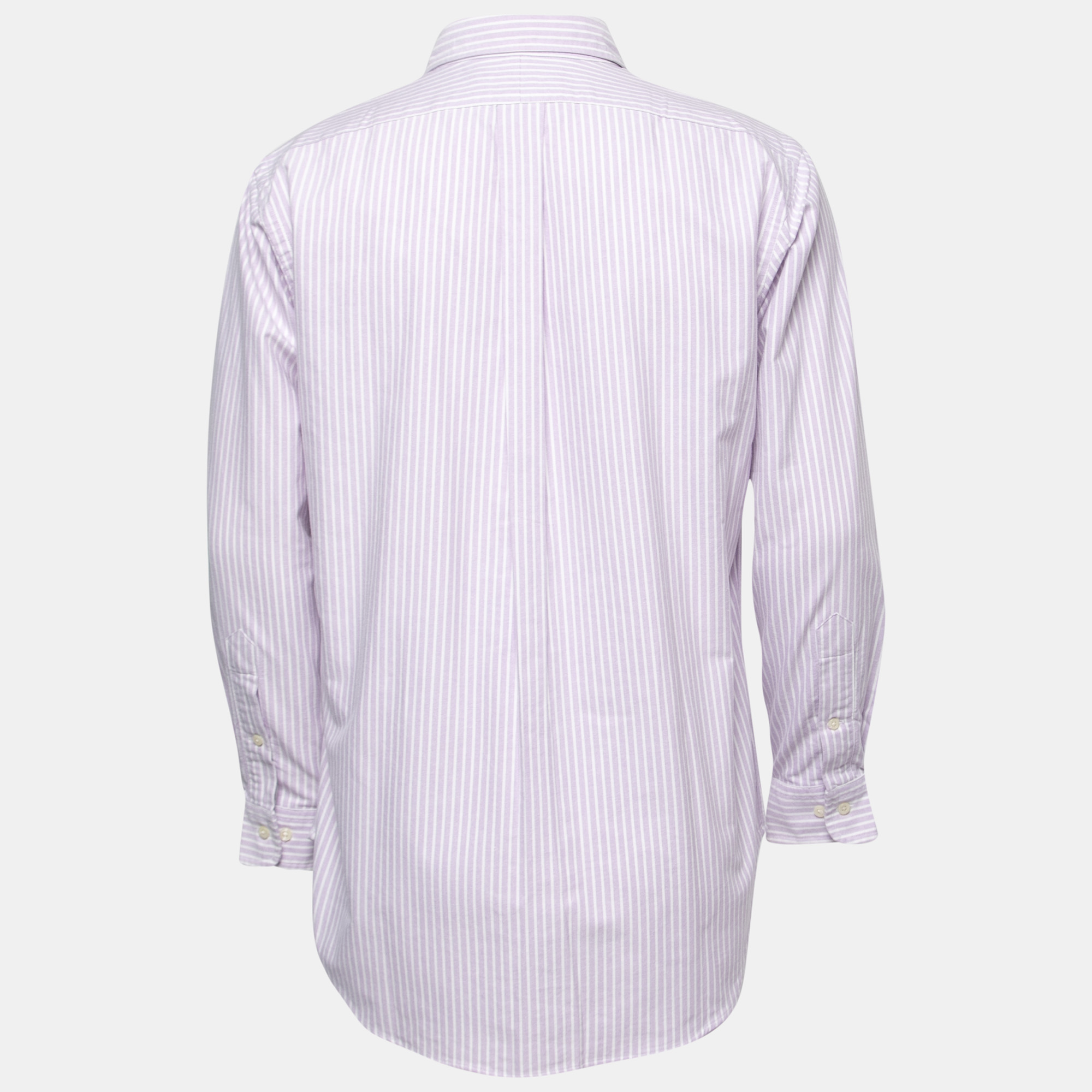 Ralph Lauren Purple Striped Cotton Full Sleeve Classic Fit Shirt M