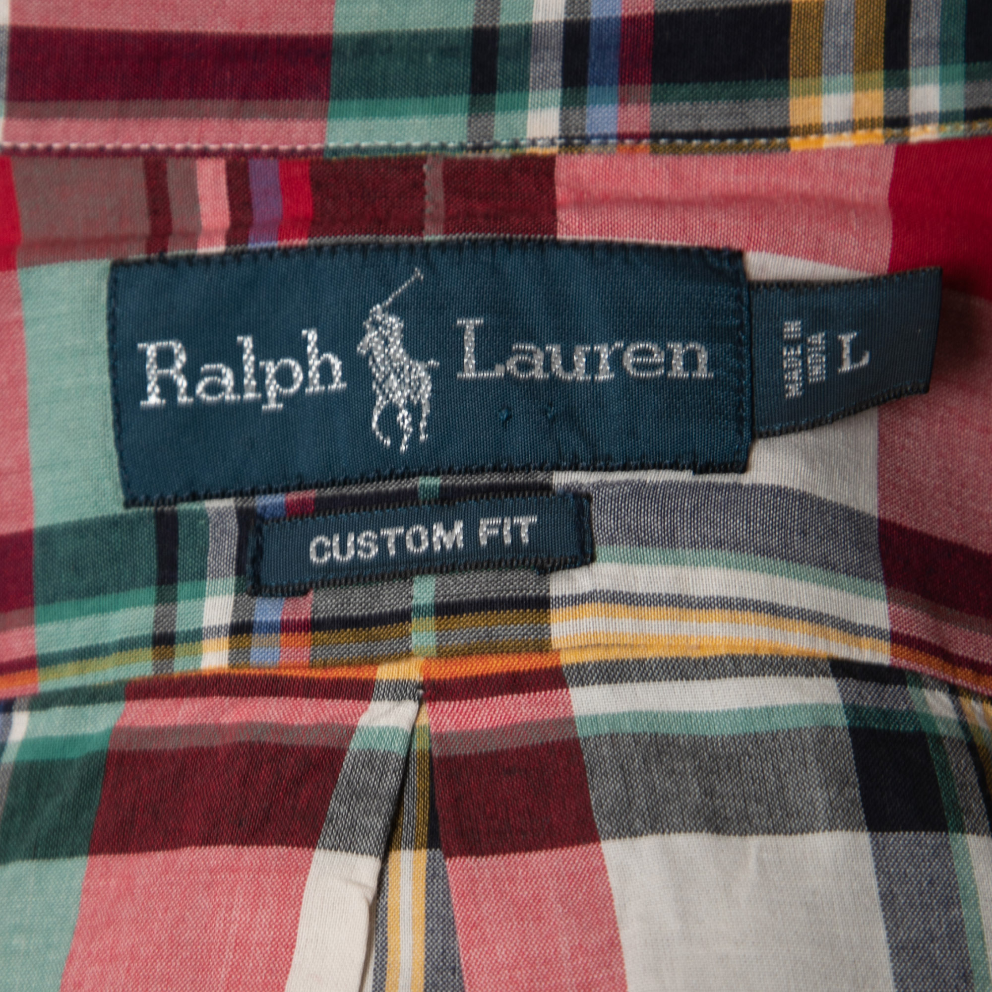 Ralph Lauren Multicolor Plaided Cotton Full Sleeve Custom Fit Shirt L