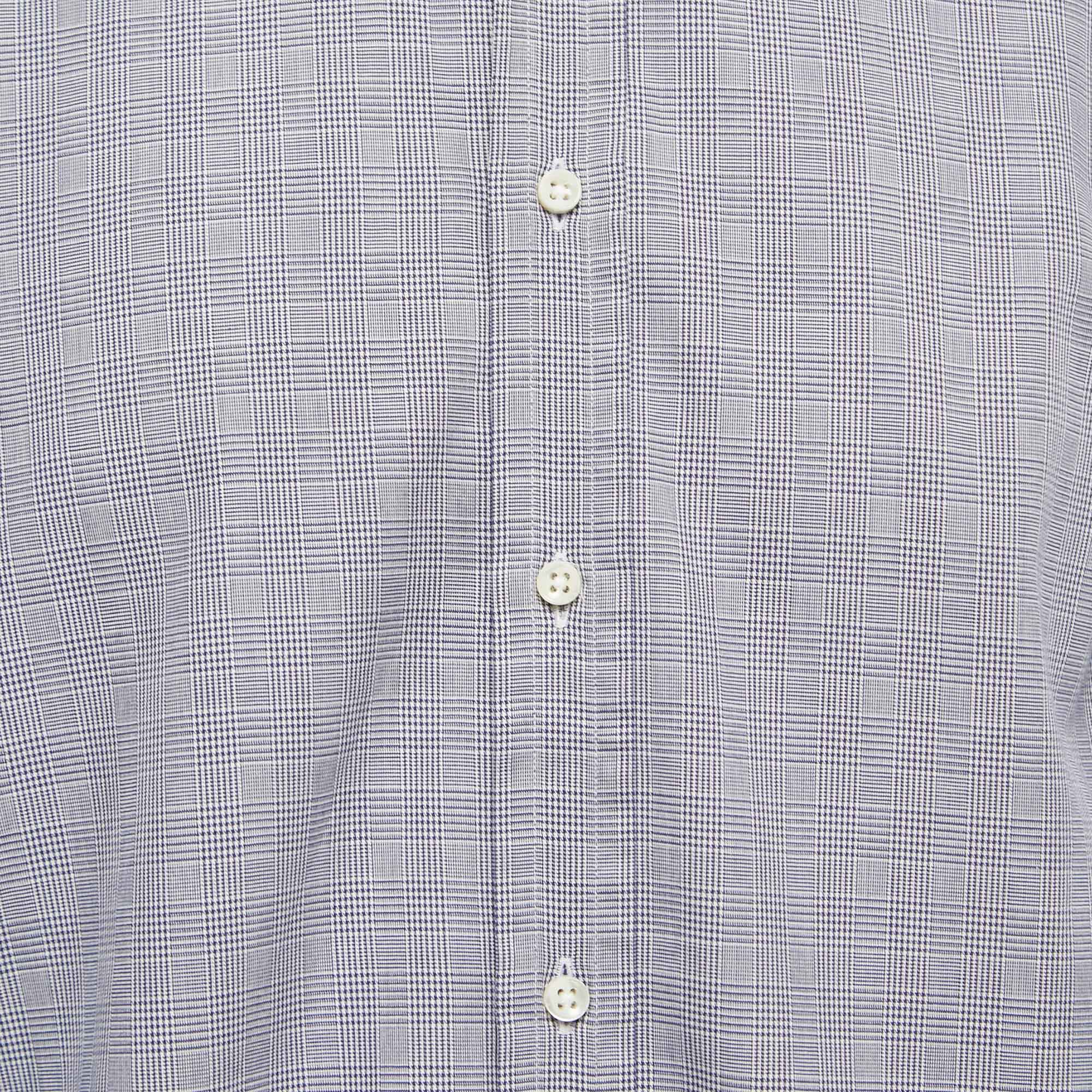 Ralph Lauren Navy Blue Checked Cotton Button Front Full Sleeve Shirt L