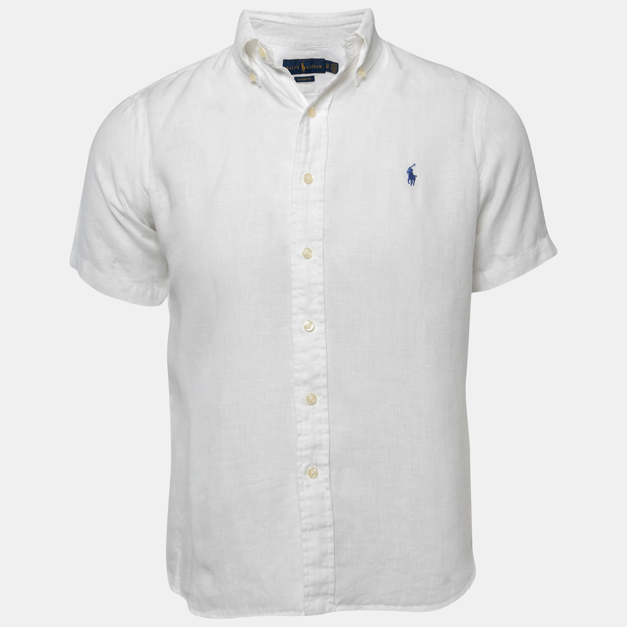 Ralph Lauren White Linen Button Down Half Sleeve Shirt XS