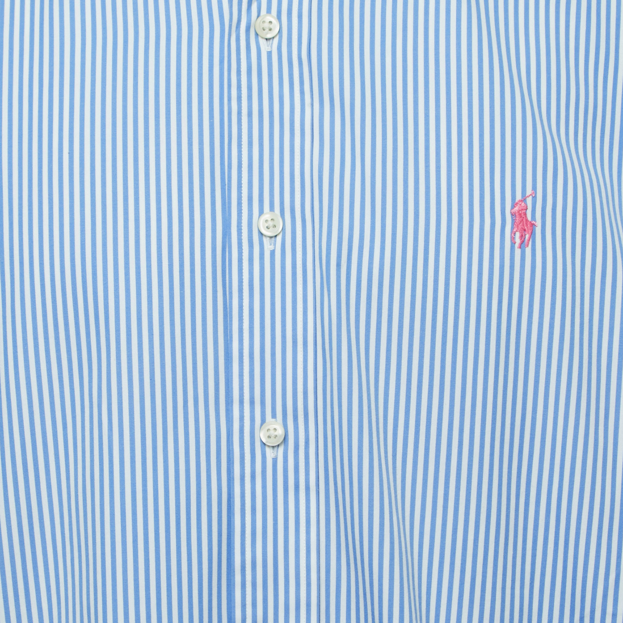 Ralph Lauren Blue Striped Cotton Button Front Full Sleeve Shirt XL