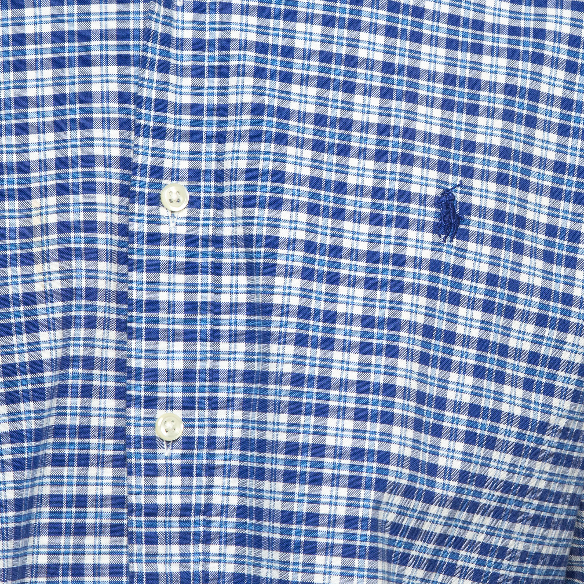 Ralph Lauren Blue Checked Cotton Button Down Full Sleeve Shirt XL