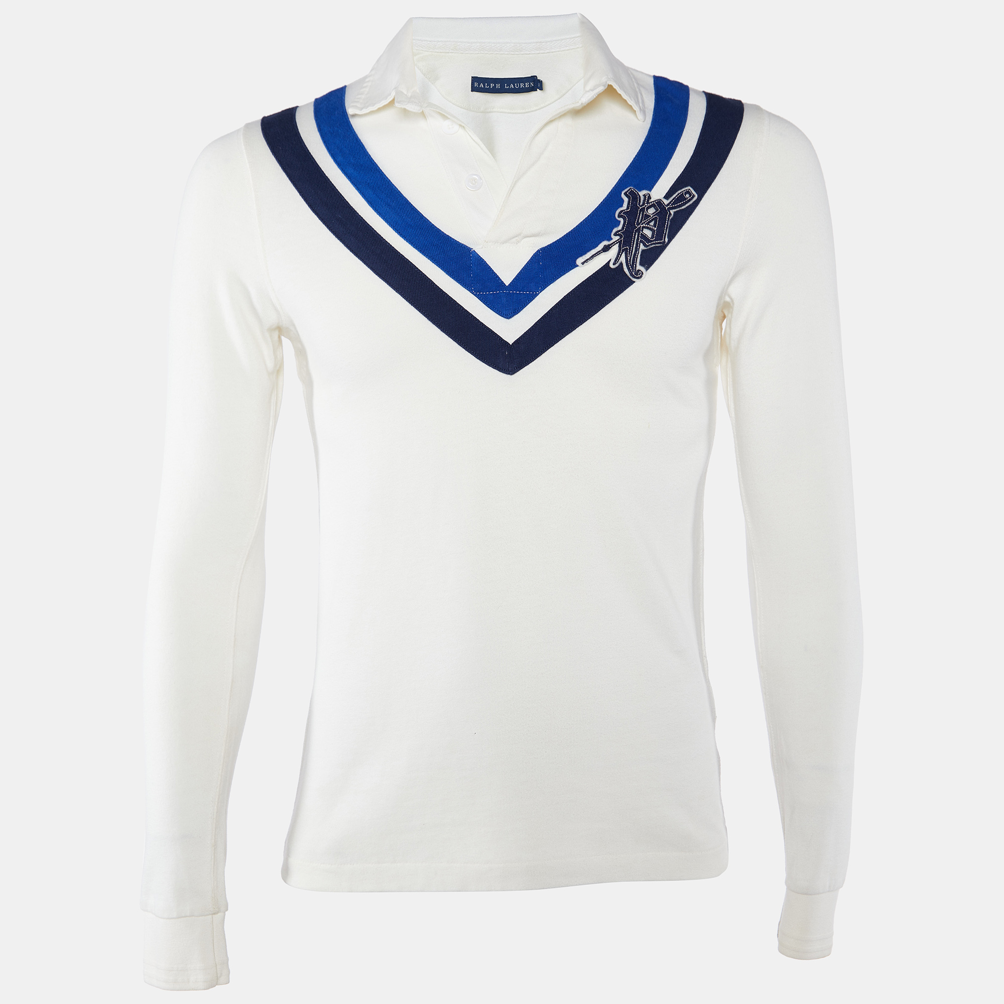 

Ralph Lauren White Chevron Stripe Cotton Rugby Polo T-Shirt