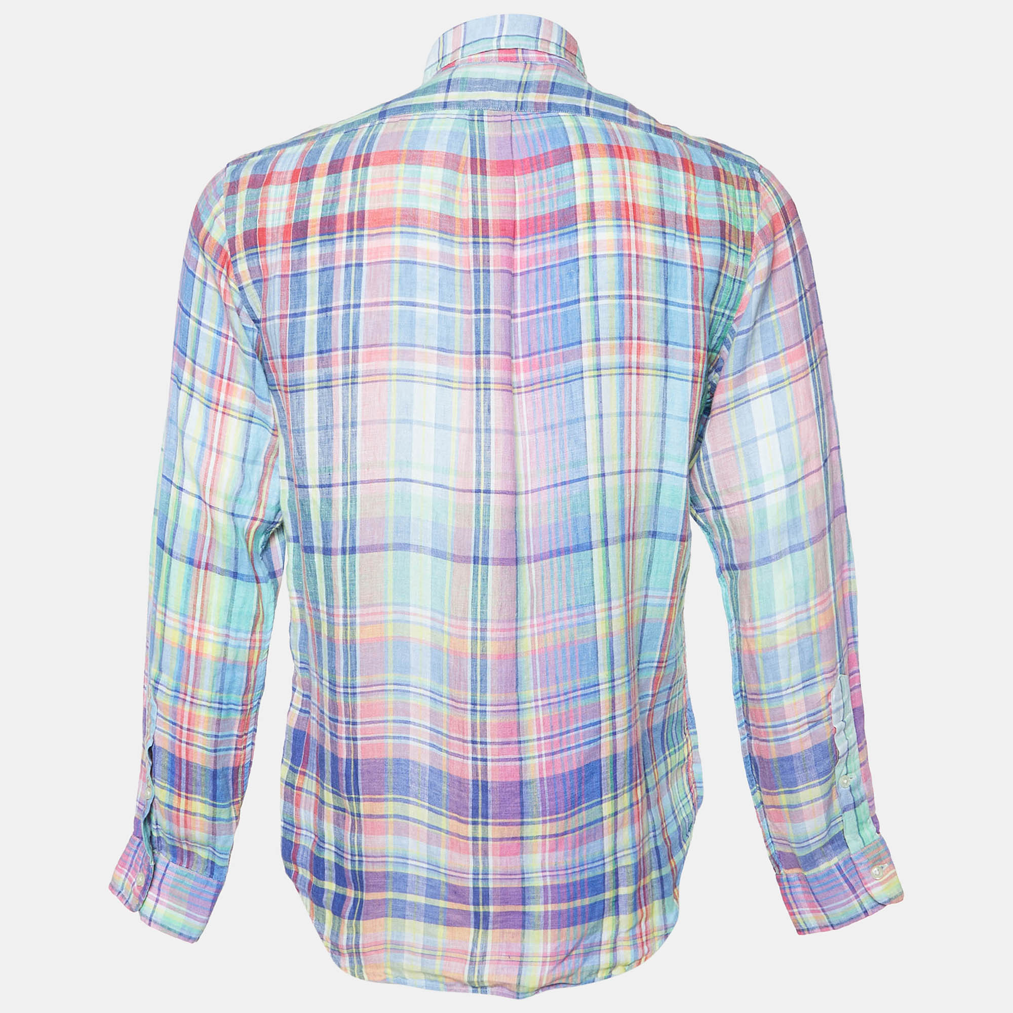 Ralph Lauren Multicolor Madras Check Linen Button Down Shirt M