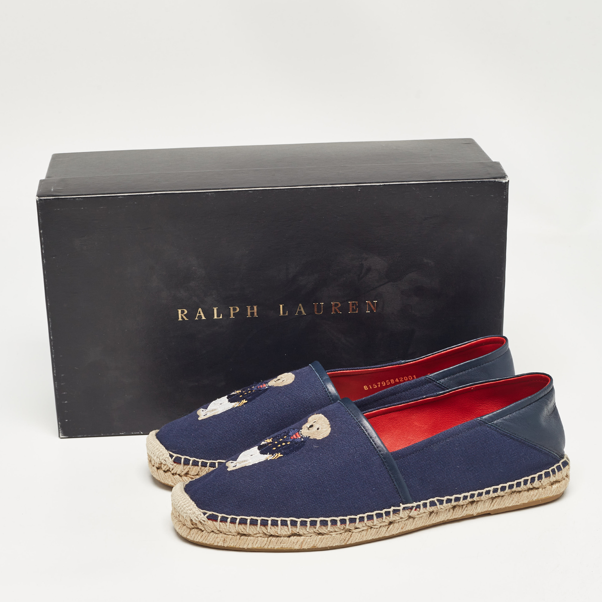 Ralph Lauren Navy Blue Denim Slip On Espadrille Size 41