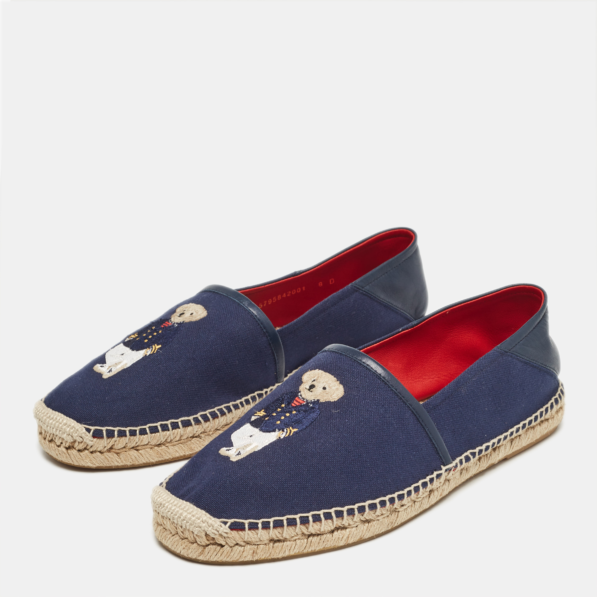 Ralph Lauren Navy Blue Denim Slip On Espadrille Size 41