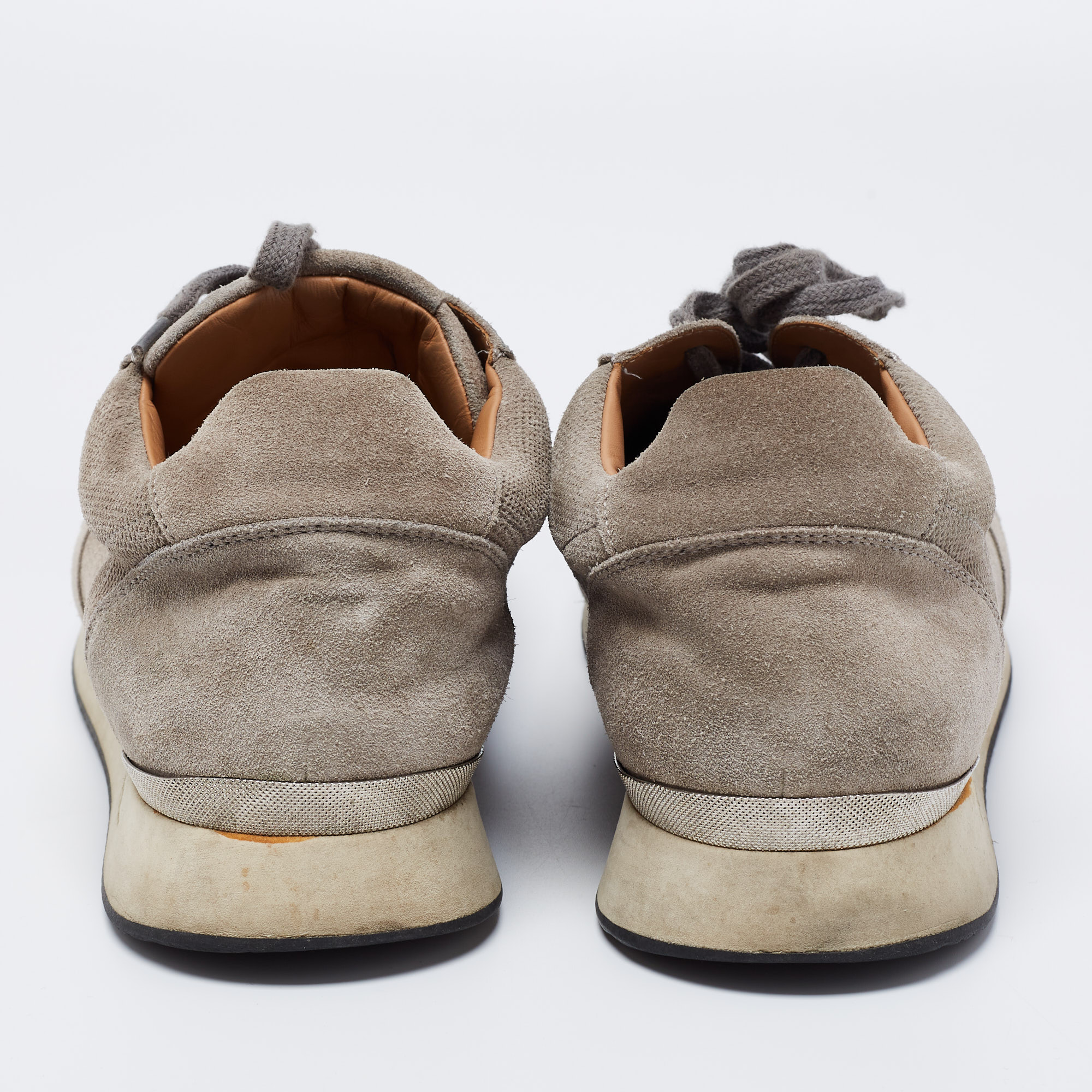 Ralph Lauren Grey Suede And Mesh Low-Top Sneakers Size 42