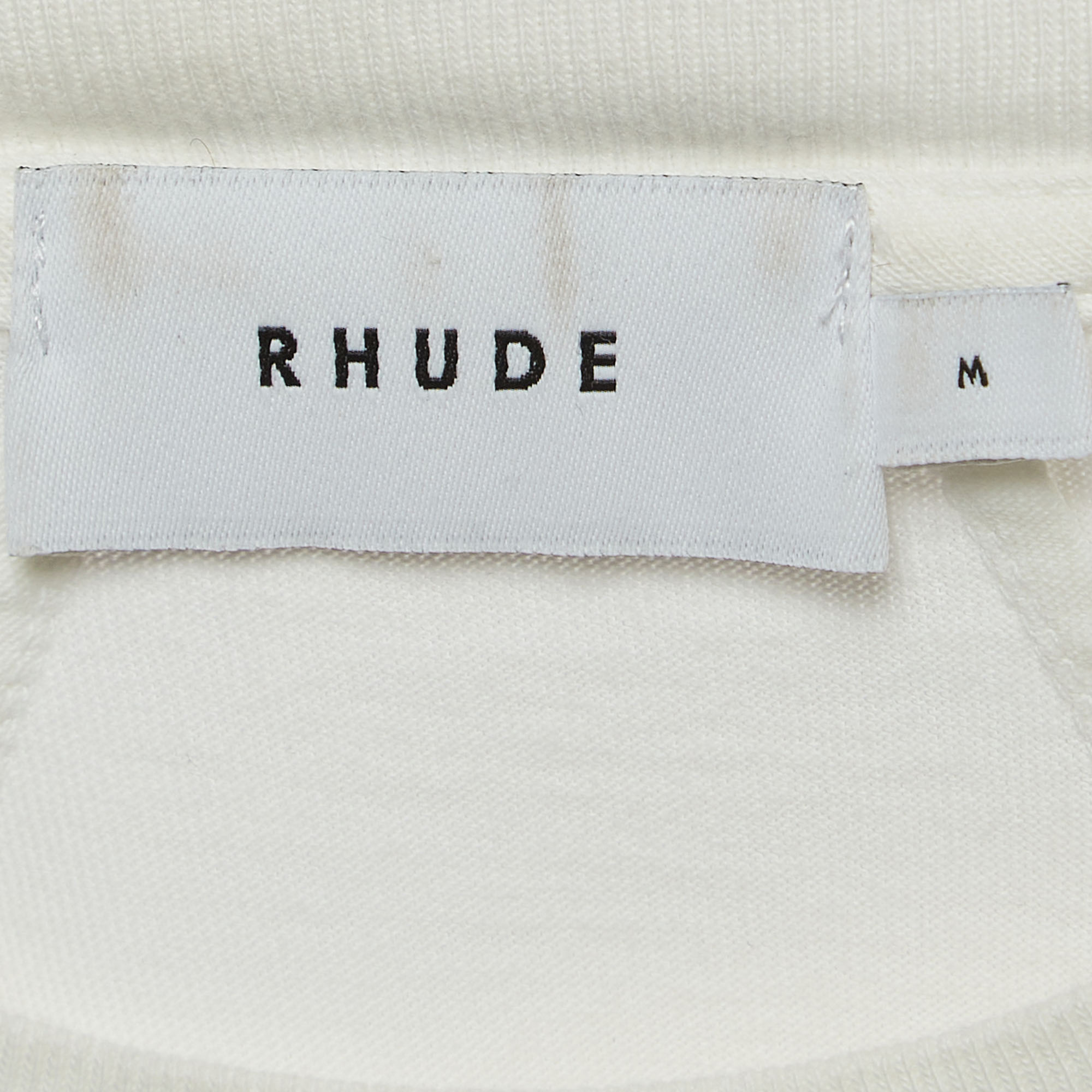 Rhude Off-White Racing Print Cotton Half Sleeve T-Shirt M