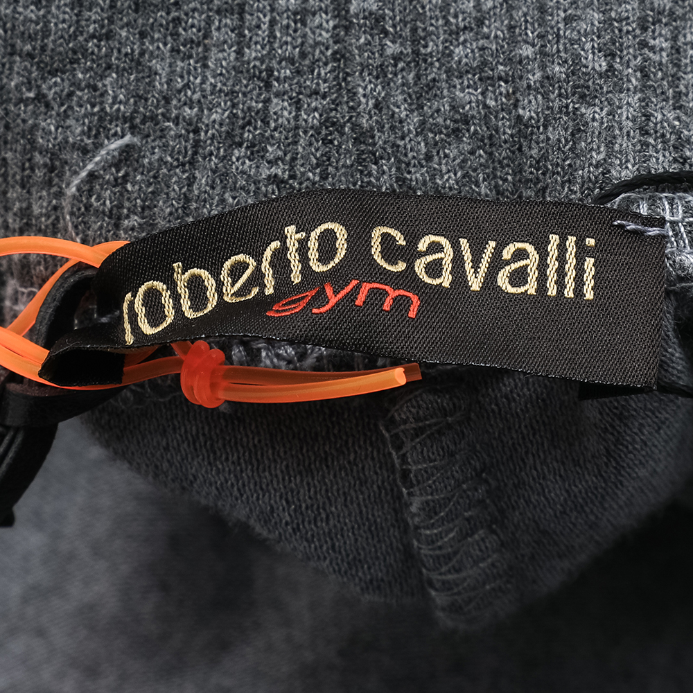 Roberto Cavalli Gym Grey Velvet Track Pants 3XL