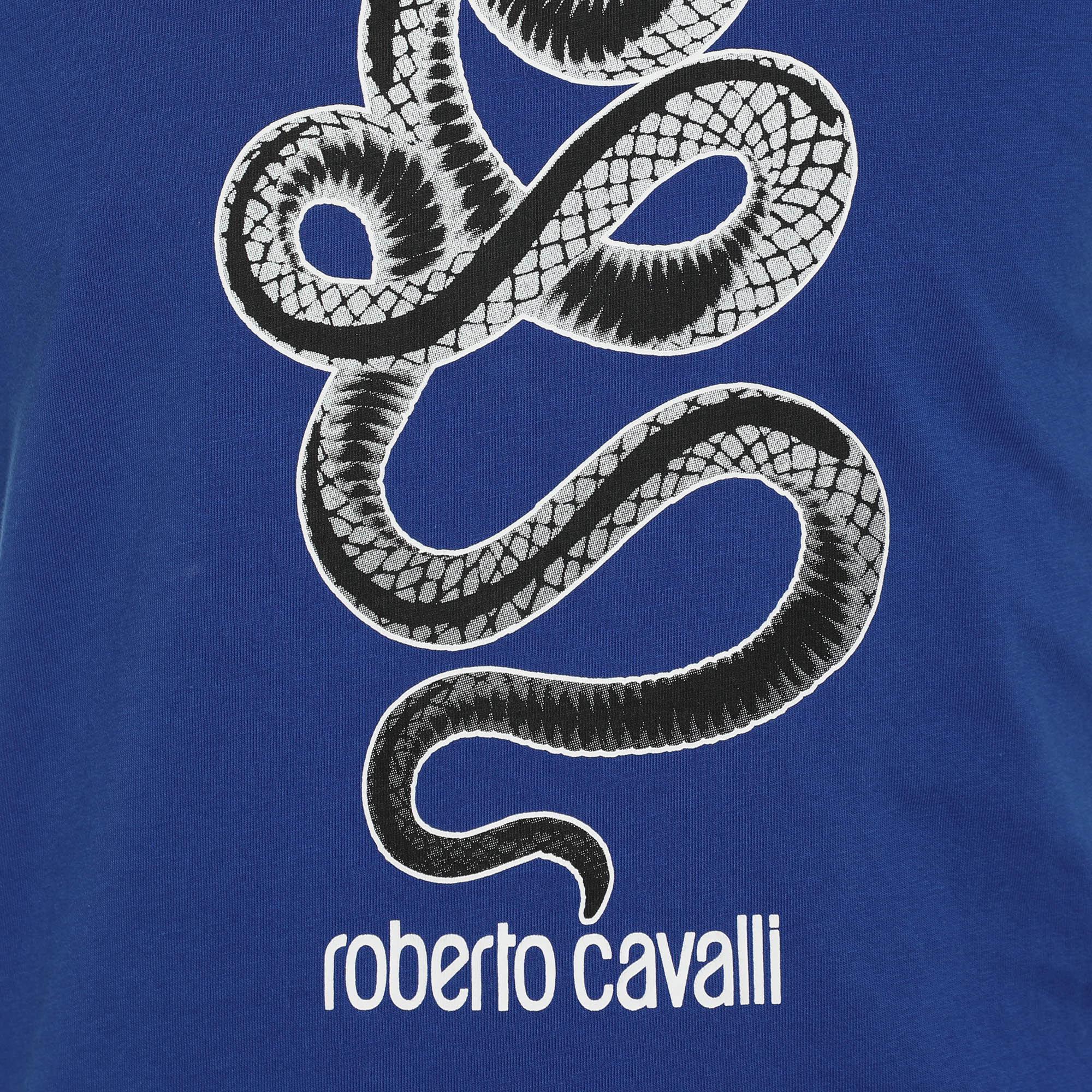 Roberto Cavalli Blue Cotton Crew Neck T-Shirt S