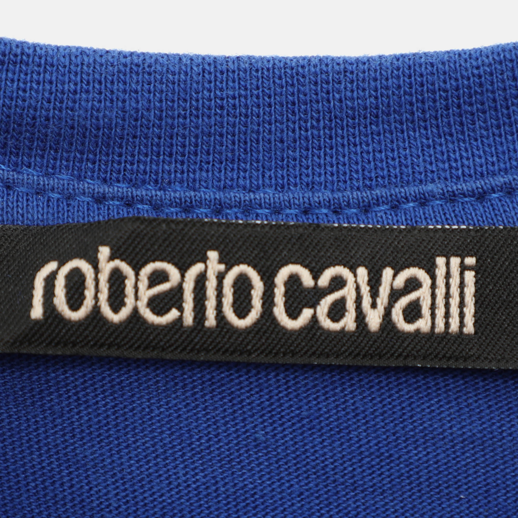 Roberto Cavalli Blue Cotton Crew Neck T-Shirt S