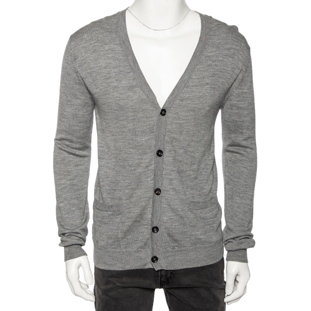 

Roberto Cavalli Grey Knit Pocketed Button Front Cardigan