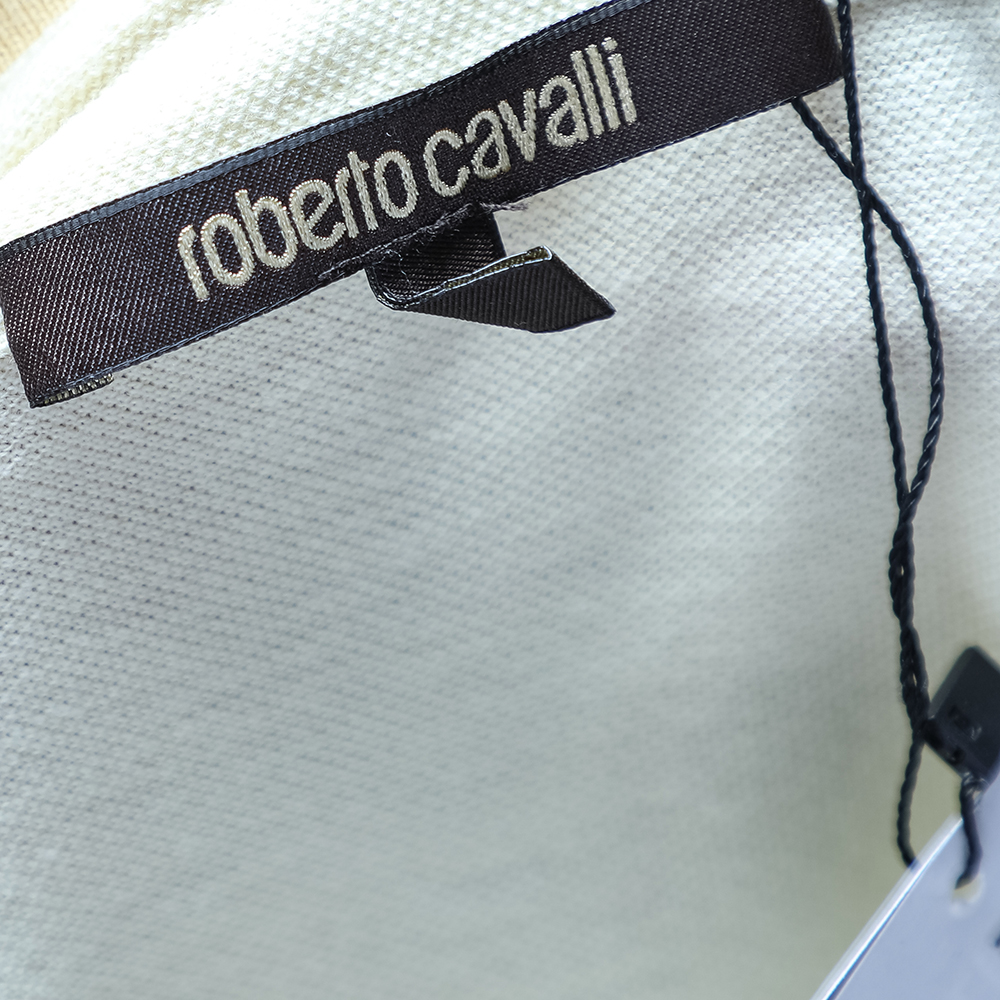 Roberto Cavalli Yellow Snakeskin Printed Cotton Pique Polo T-Shirt XL