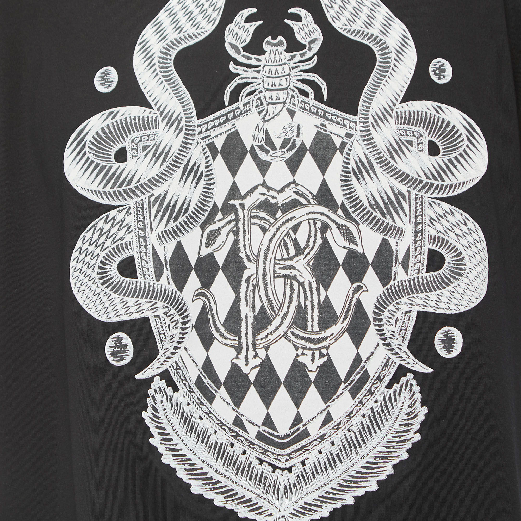 Roberto Cavalli Black Logo Print Cotton Crew Neck Half Sleeve T-Shirt 3XL